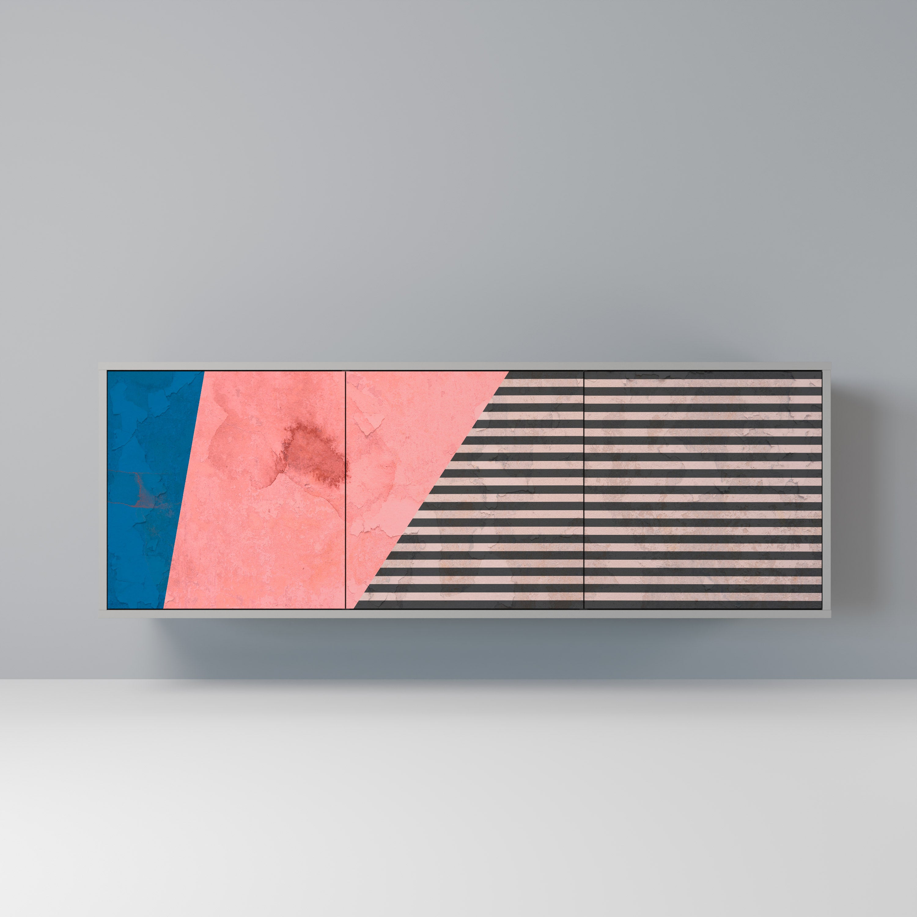 GLAMOROUS STRIPE Komoda 3-drzwiowa korpus Szary