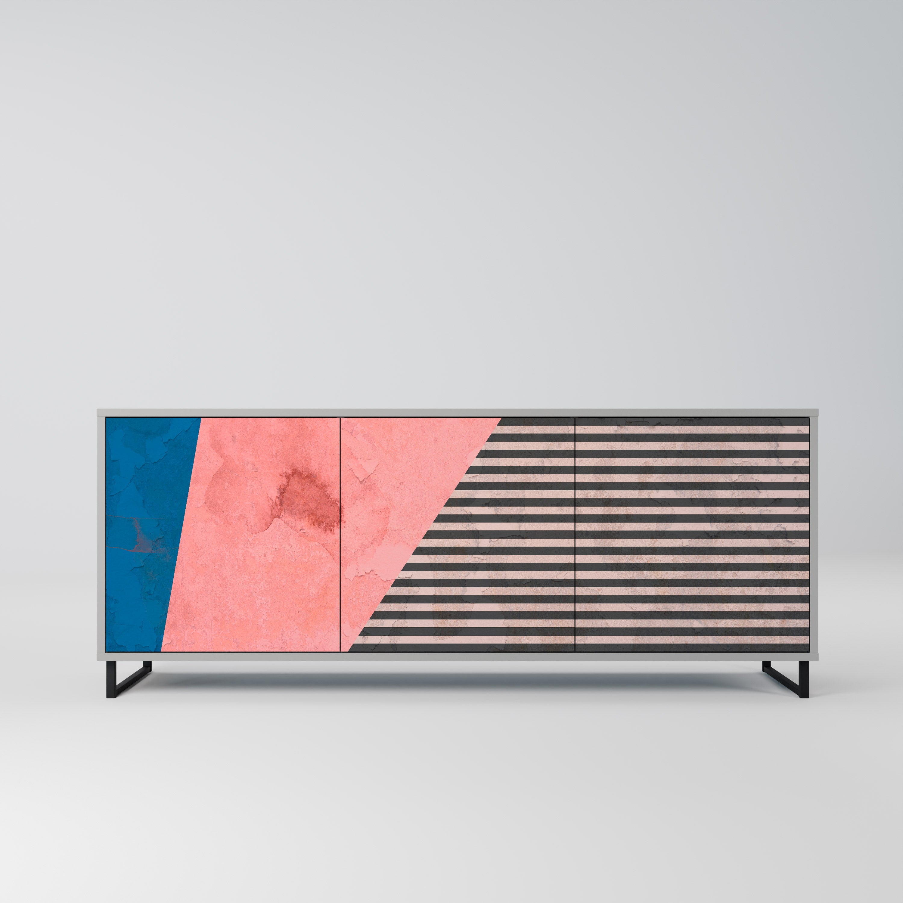 GLAMOROUS STRIPE Komoda 3-drzwiowa korpus Szary