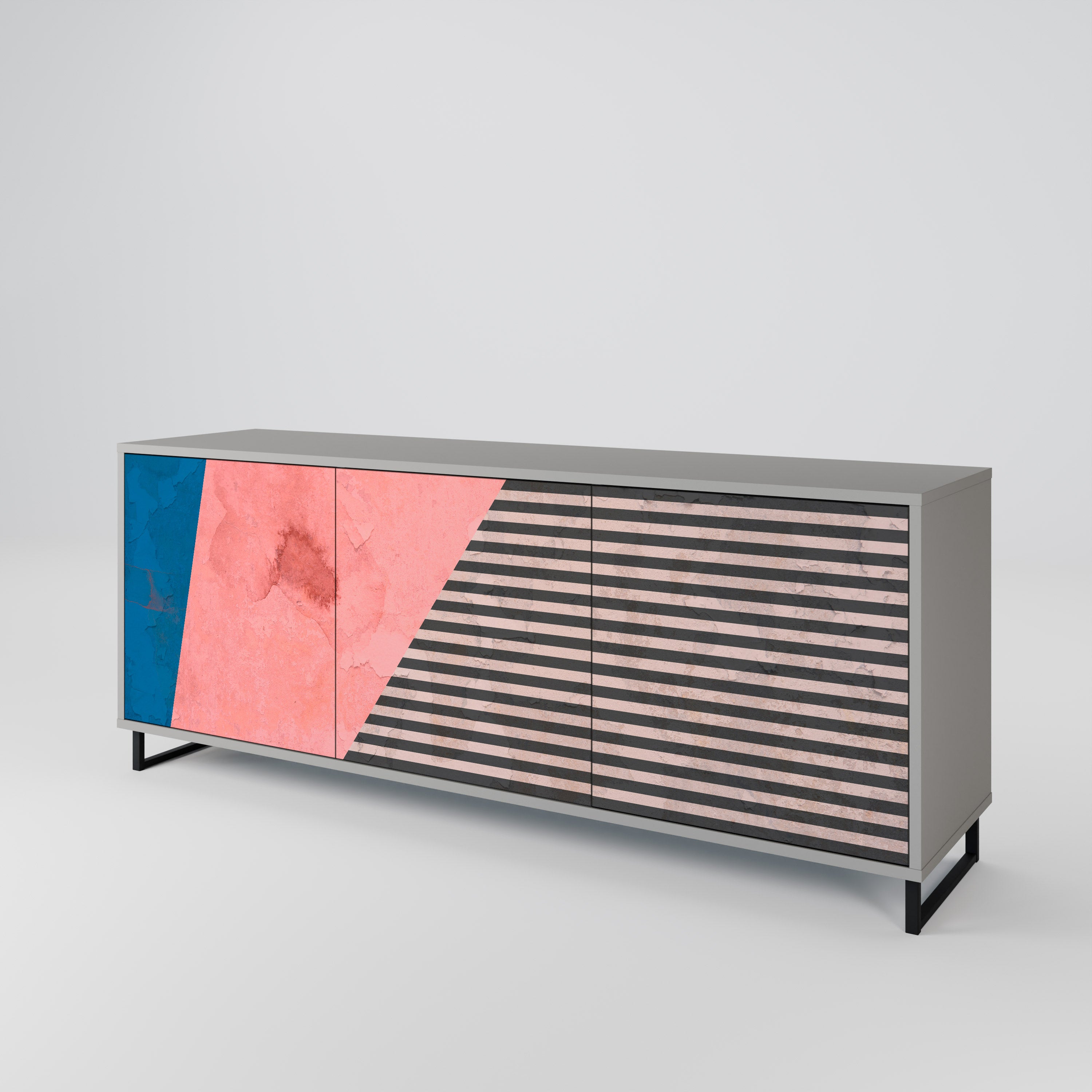 GLAMOROUS STRIPE Komoda 3-drzwiowa korpus Szary