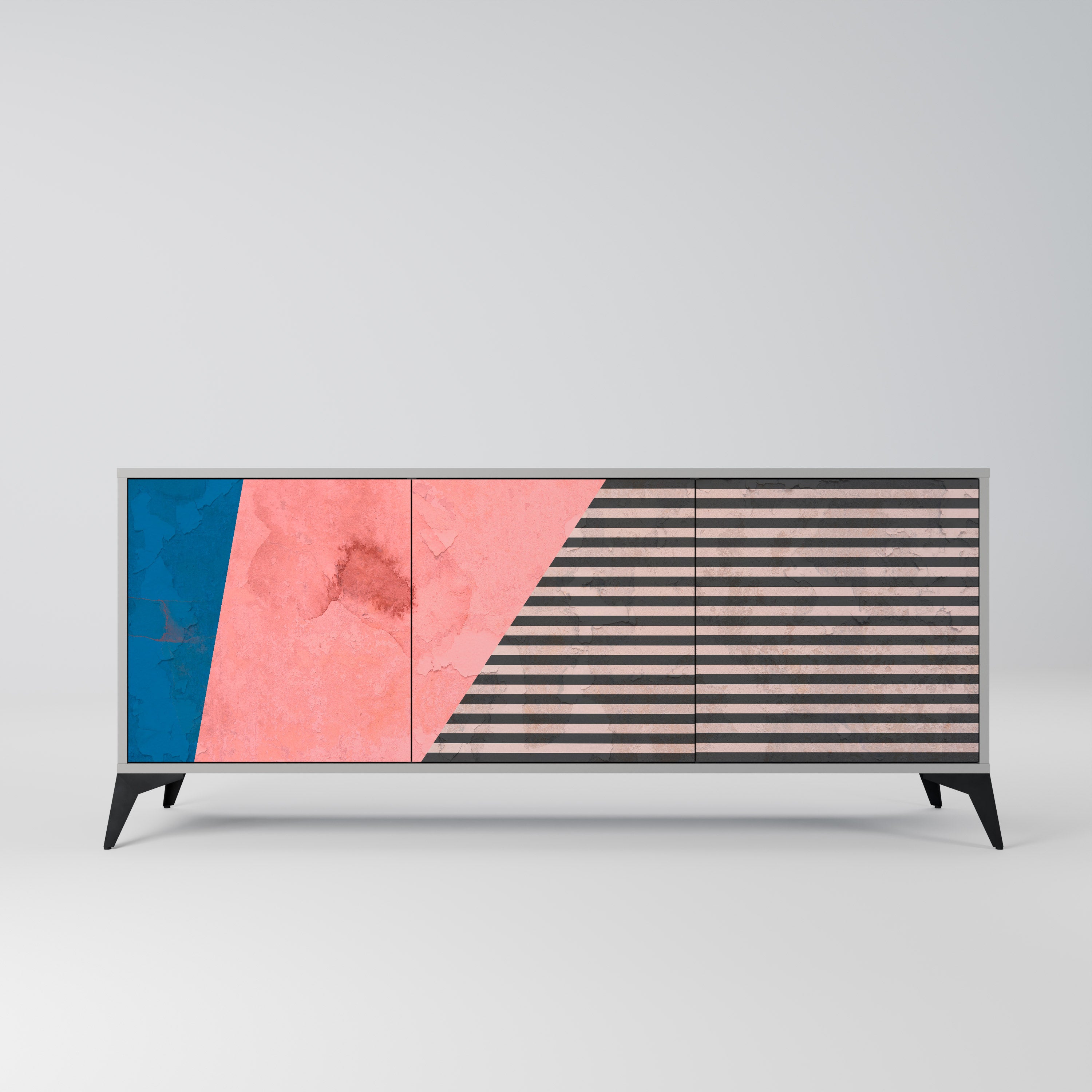 GLAMOROUS STRIPE Komoda 3-drzwiowa korpus Szary