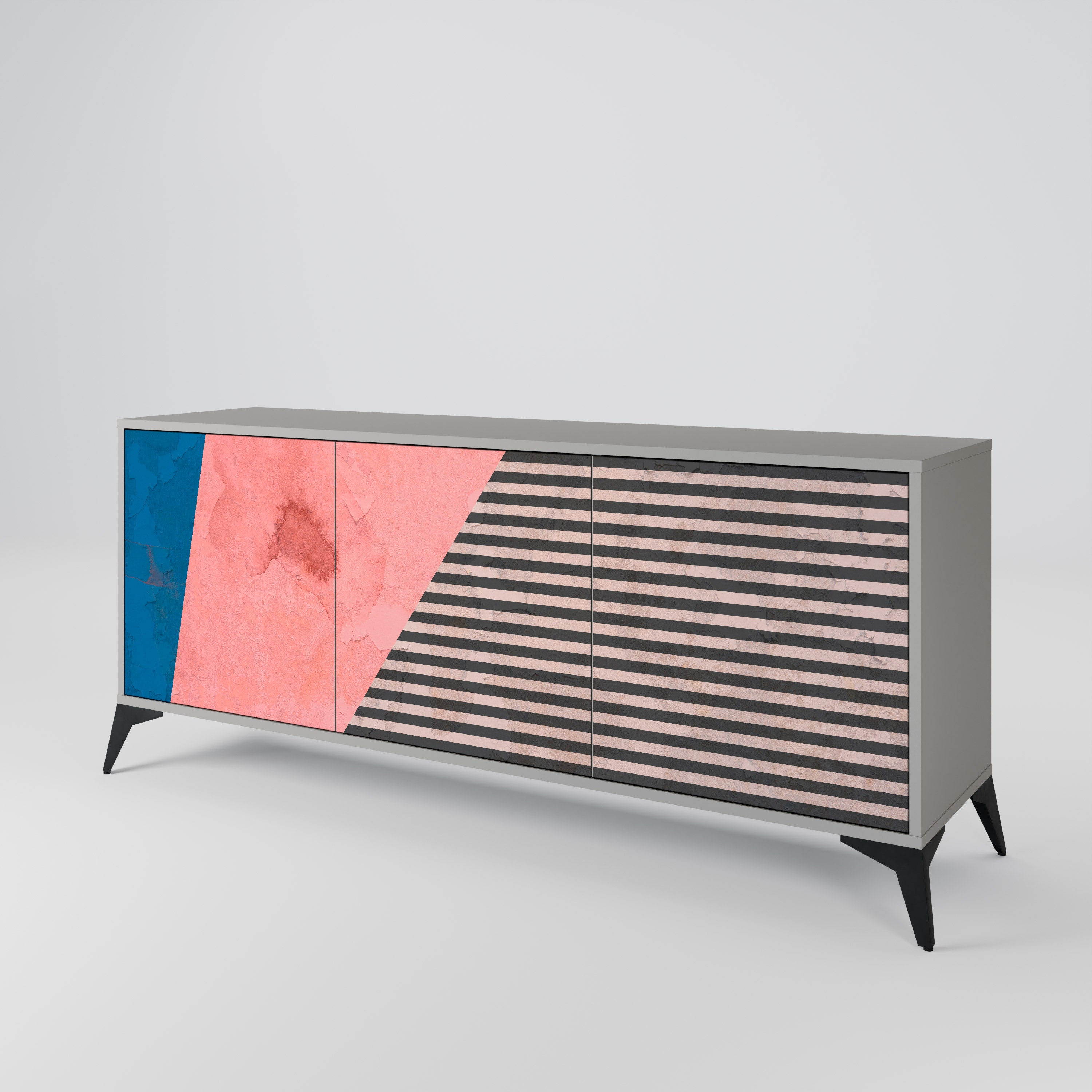 GLAMOROUS STRIPE Komoda 3-drzwiowa korpus Szary