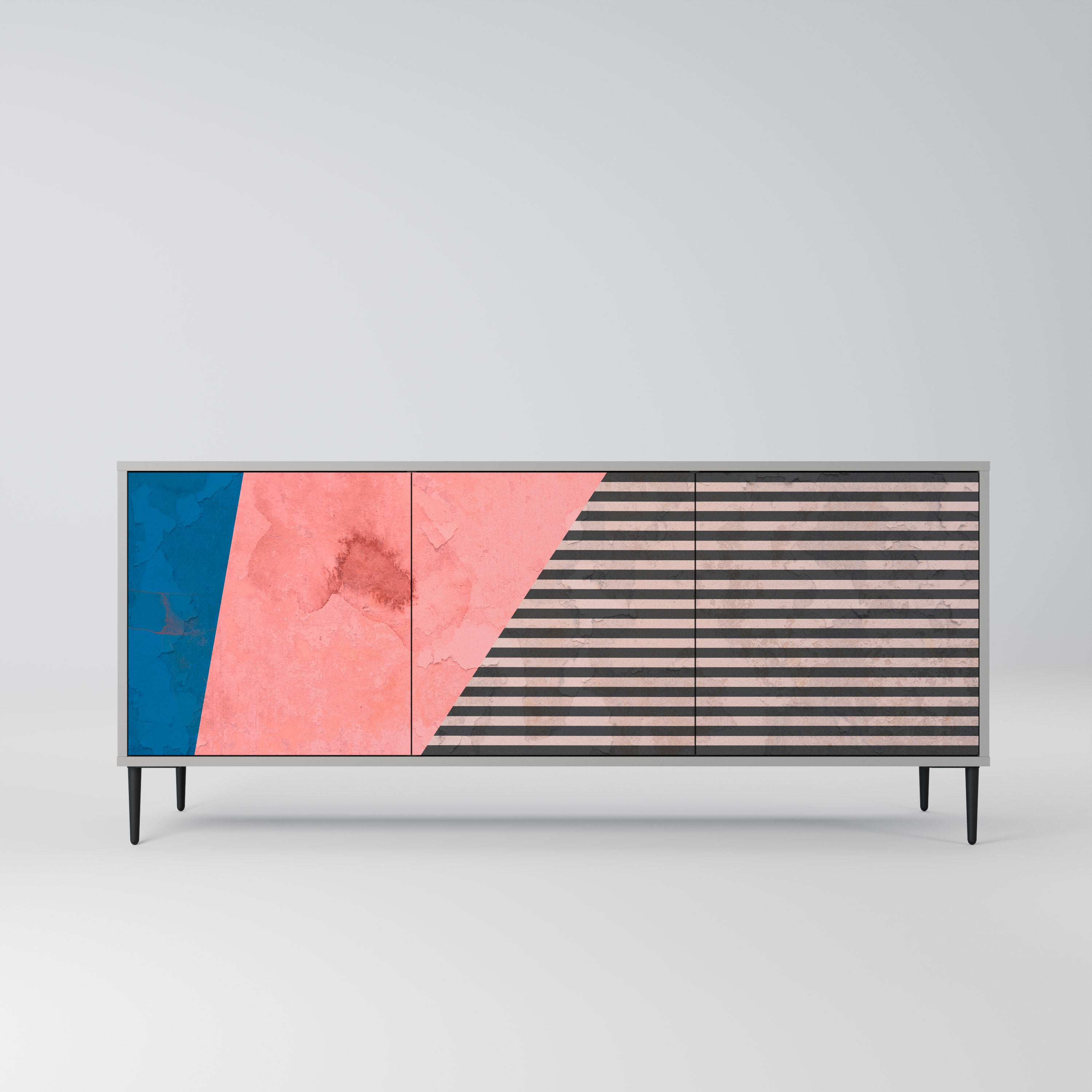 GLAMOROUS STRIPE Komoda 3-drzwiowa korpus Szary