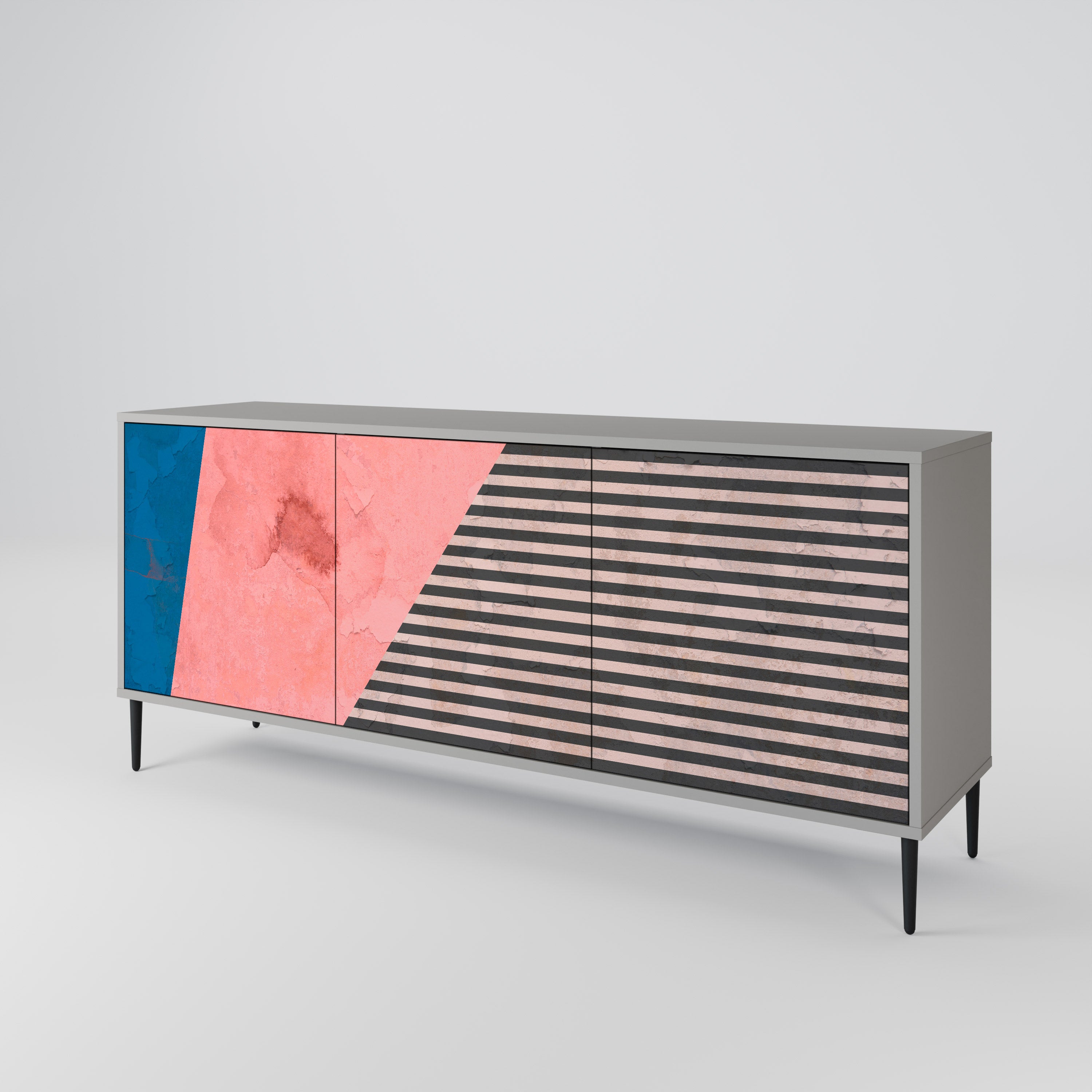 GLAMOROUS STRIPE Komoda 3-drzwiowa korpus Szary