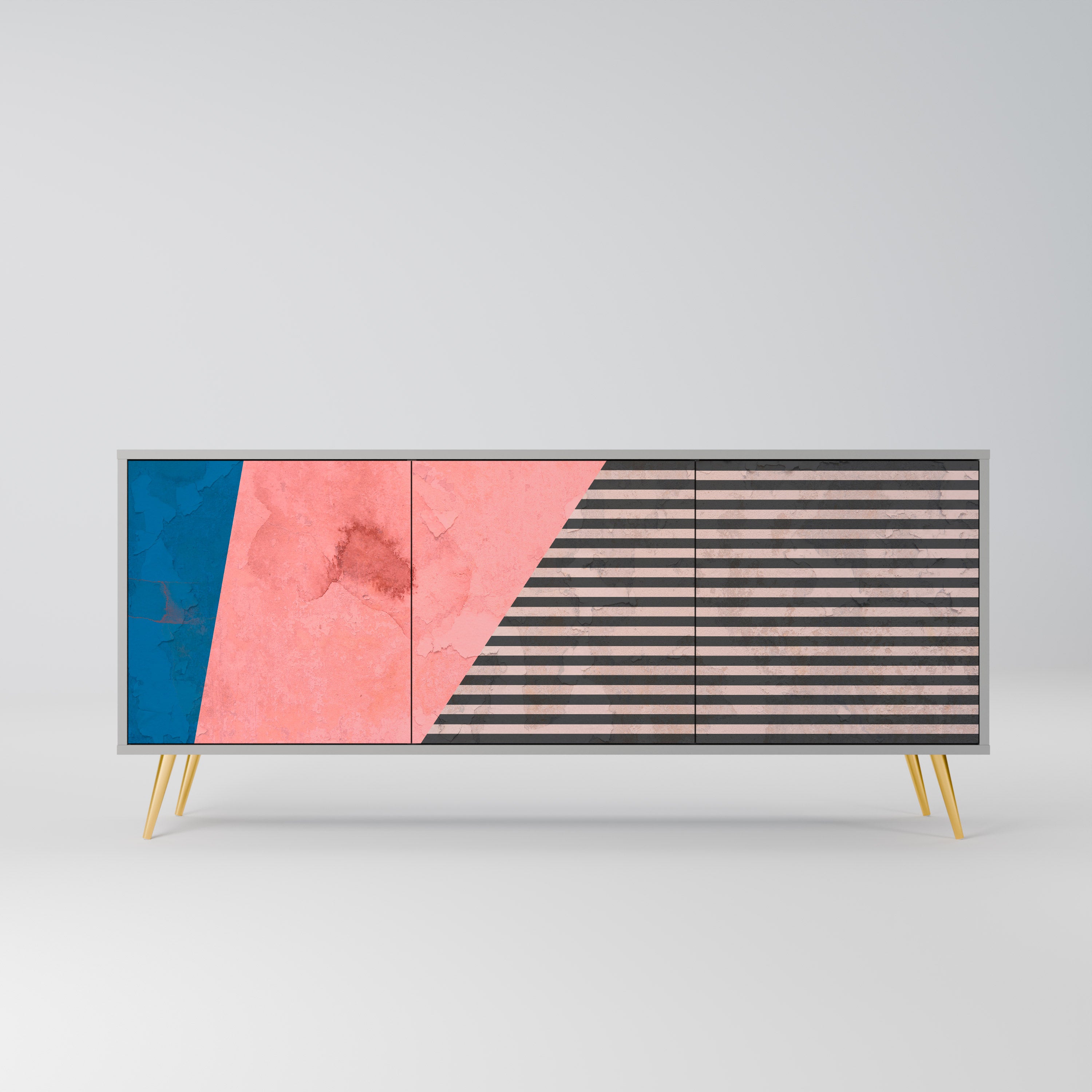 GLAMOROUS STRIPE Komoda 3-drzwiowa korpus Szary