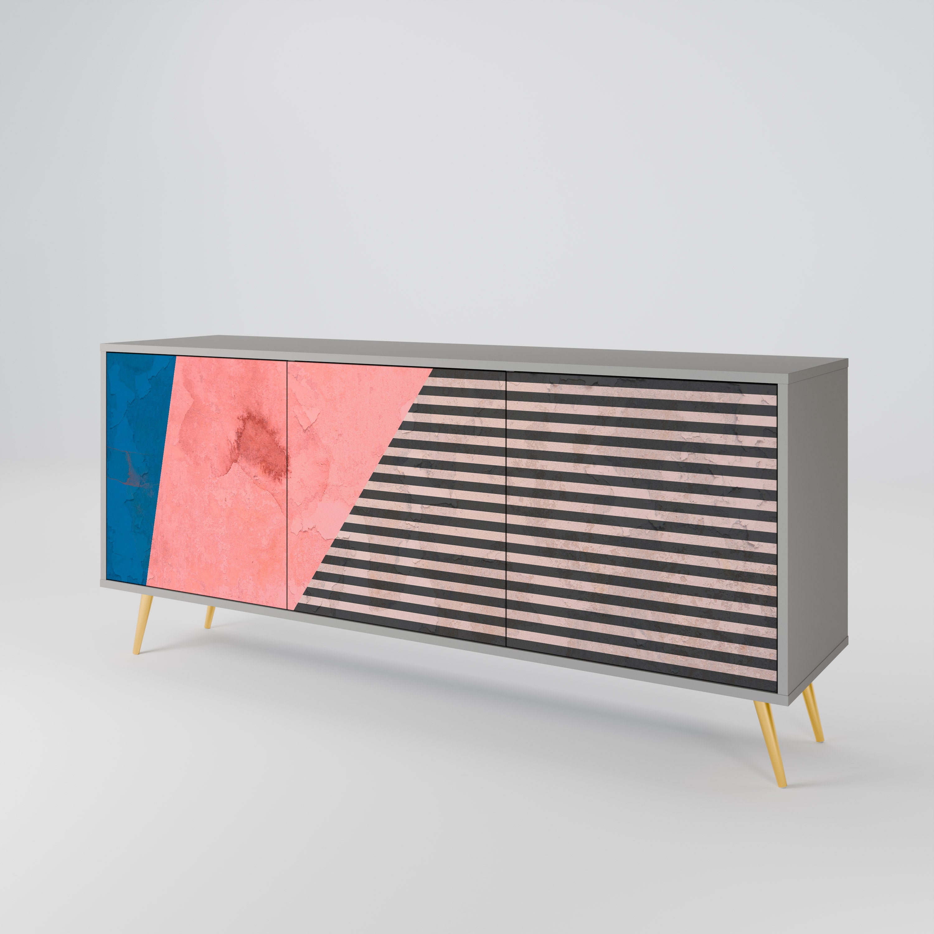 GLAMOROUS STRIPE Komoda 3-drzwiowa korpus Szary