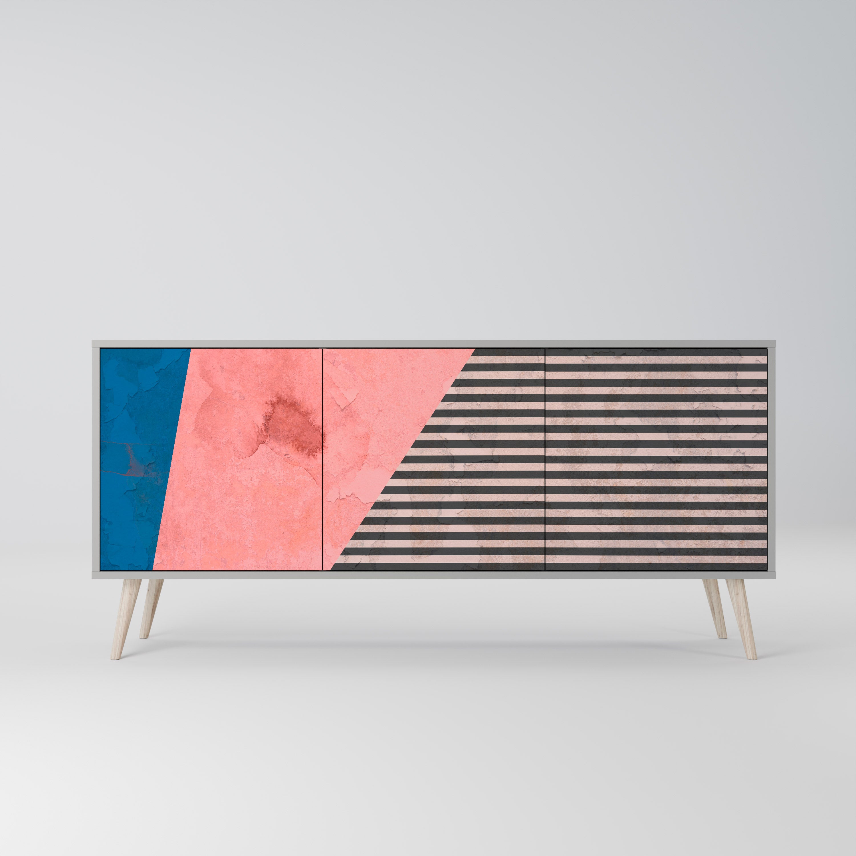 GLAMOROUS STRIPE Komoda 3-drzwiowa korpus Szary