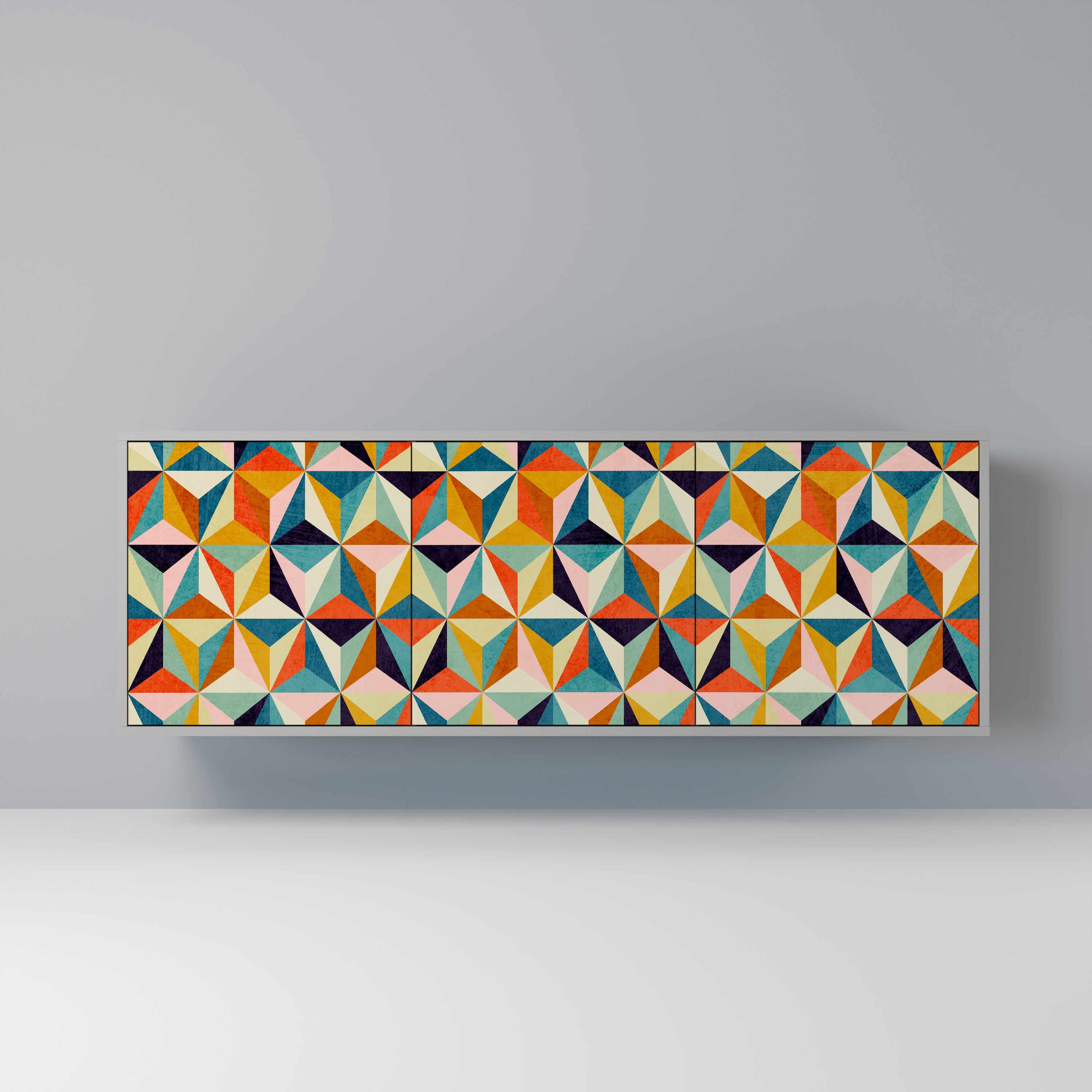 TESSELATE TREASURES Komoda 3-drzwiowa korpus Szary