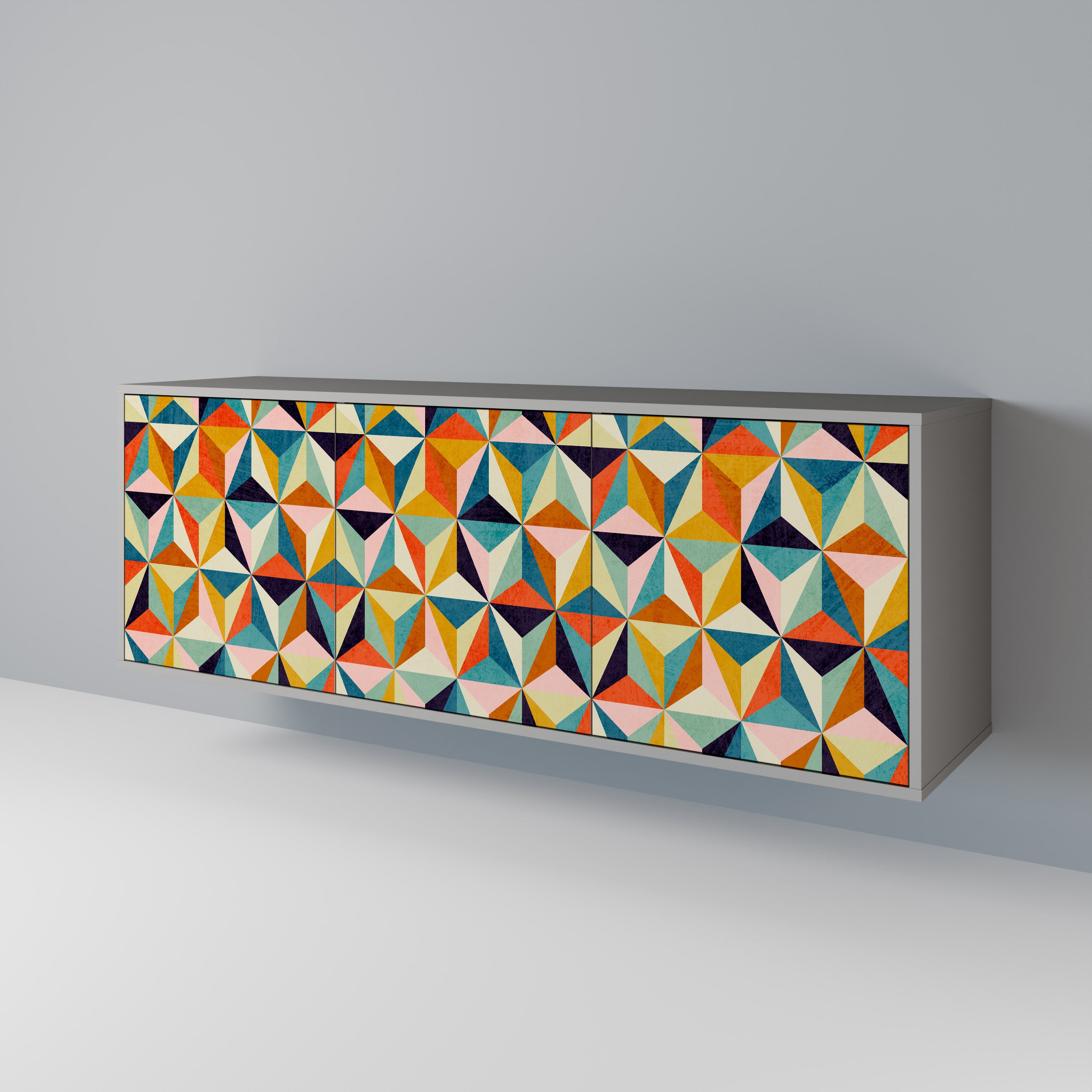 TESSELATE TREASURES Komoda 3-drzwiowa korpus Szary