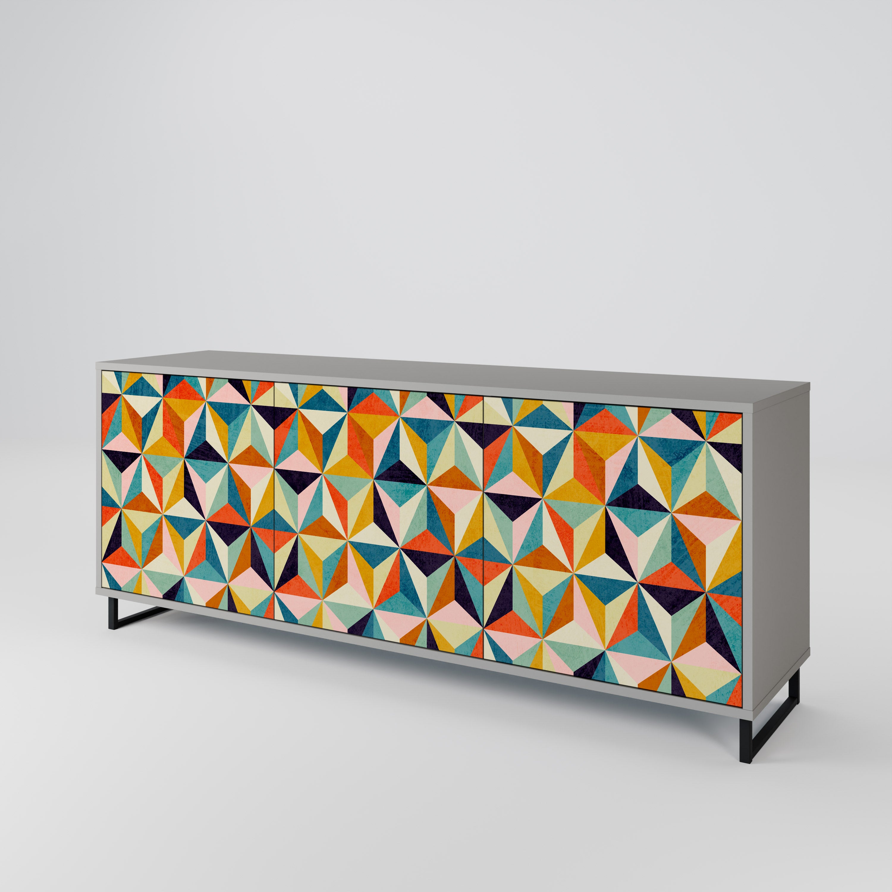 TESSELATE TREASURES Komoda 3-drzwiowa korpus Szary