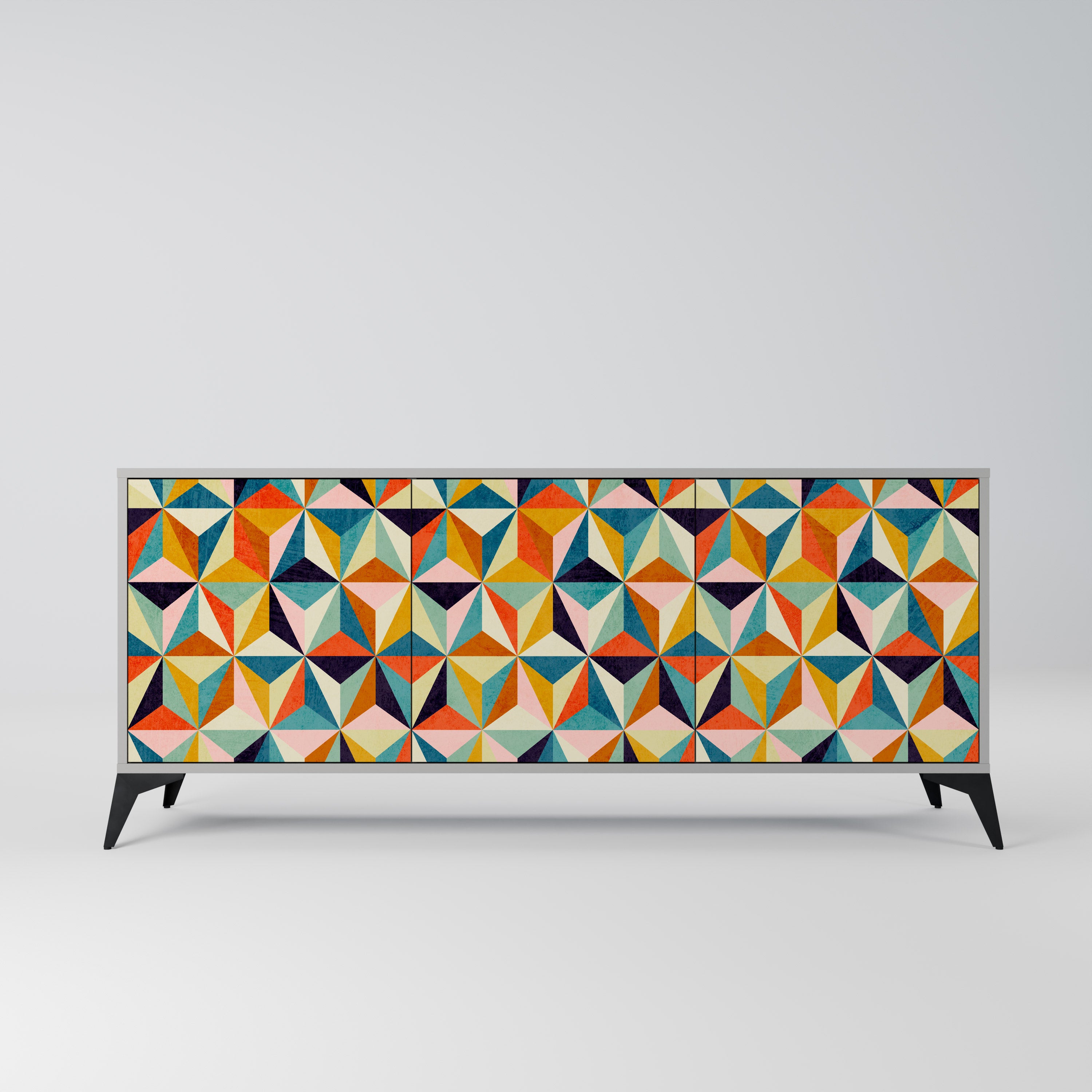 TESSELATE TREASURES Komoda 3-drzwiowa korpus Szary