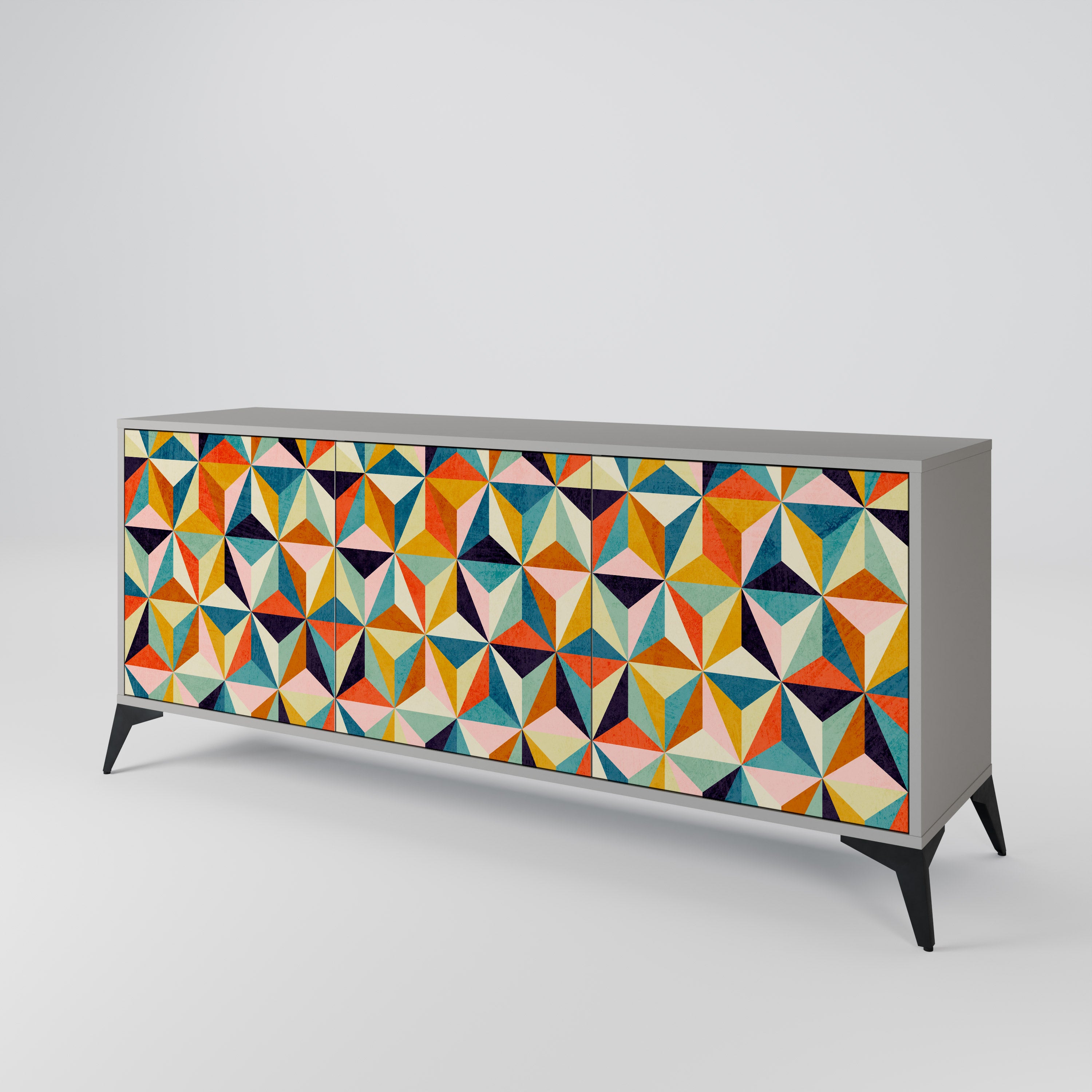 TESSELATE TREASURES Komoda 3-drzwiowa korpus Szary