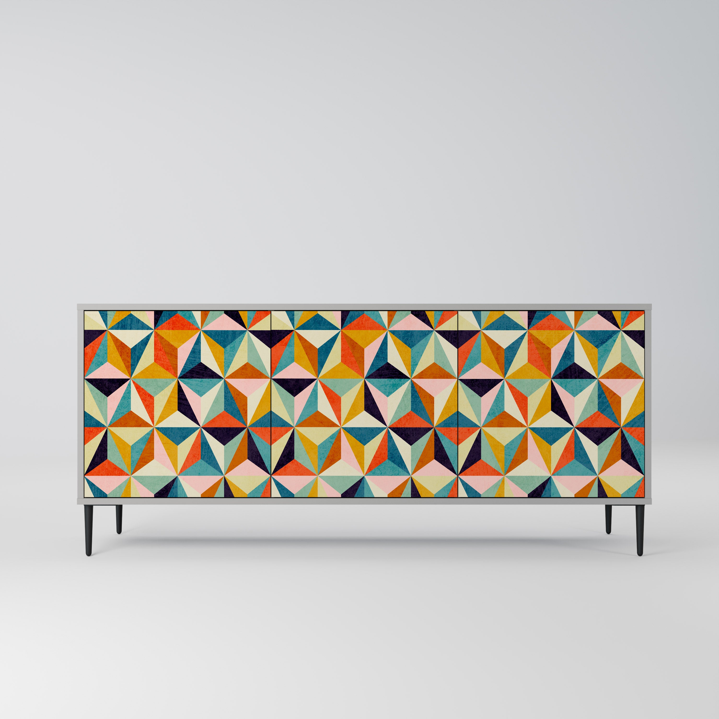 TESSELATE TREASURES Komoda 3-drzwiowa korpus Szary