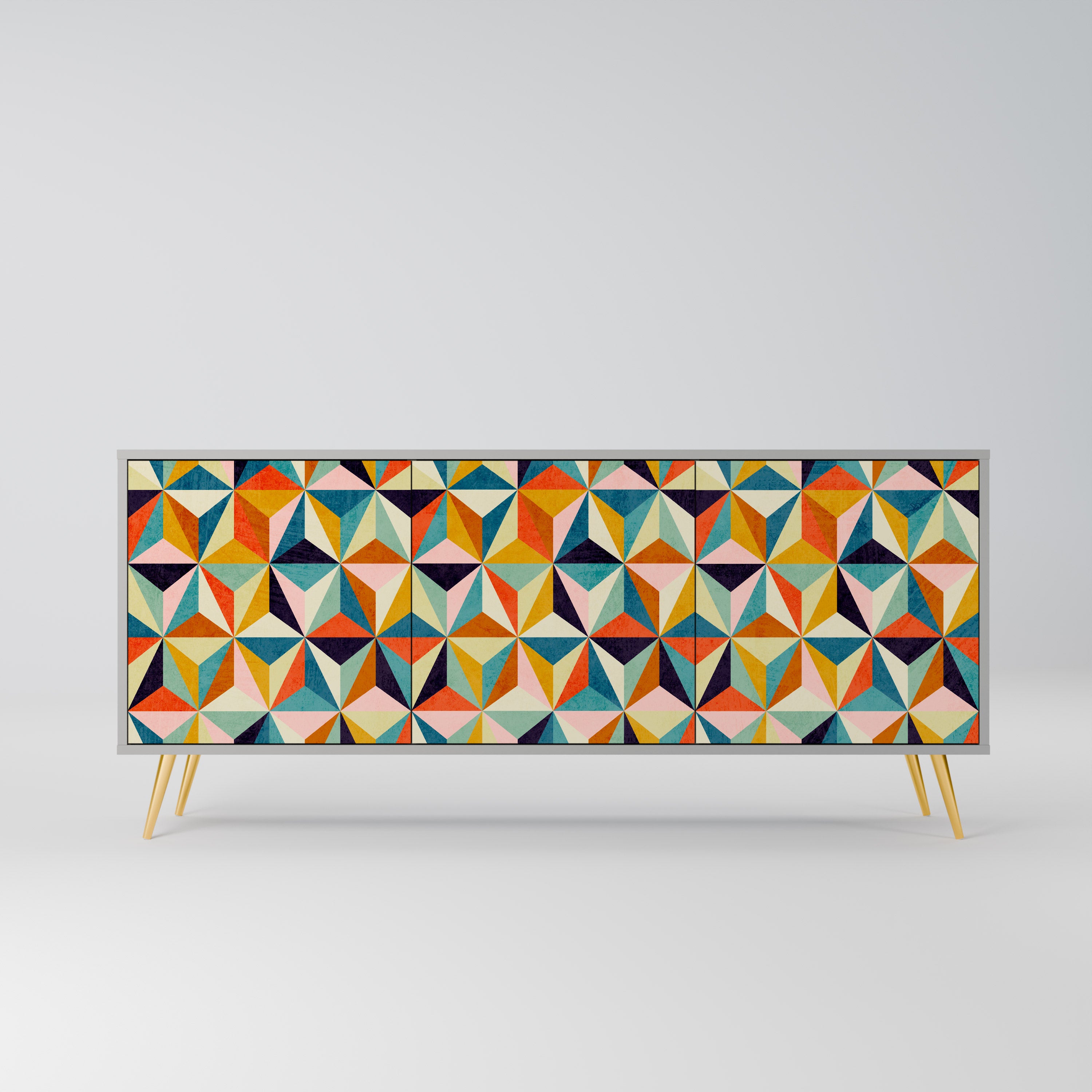 TESSELATE TREASURES Komoda 3-drzwiowa korpus Szary