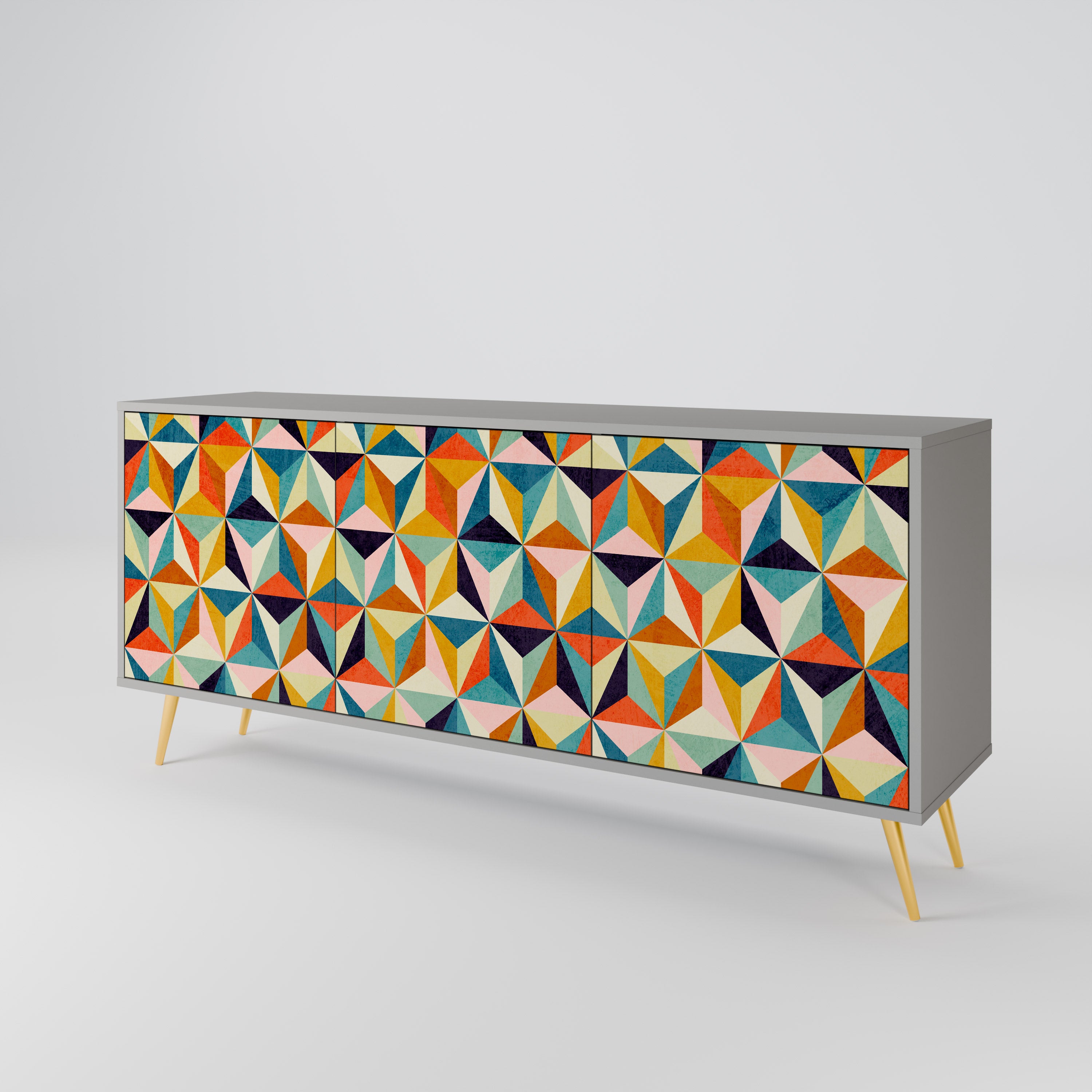 TESSELATE TREASURES Komoda 3-drzwiowa korpus Szary