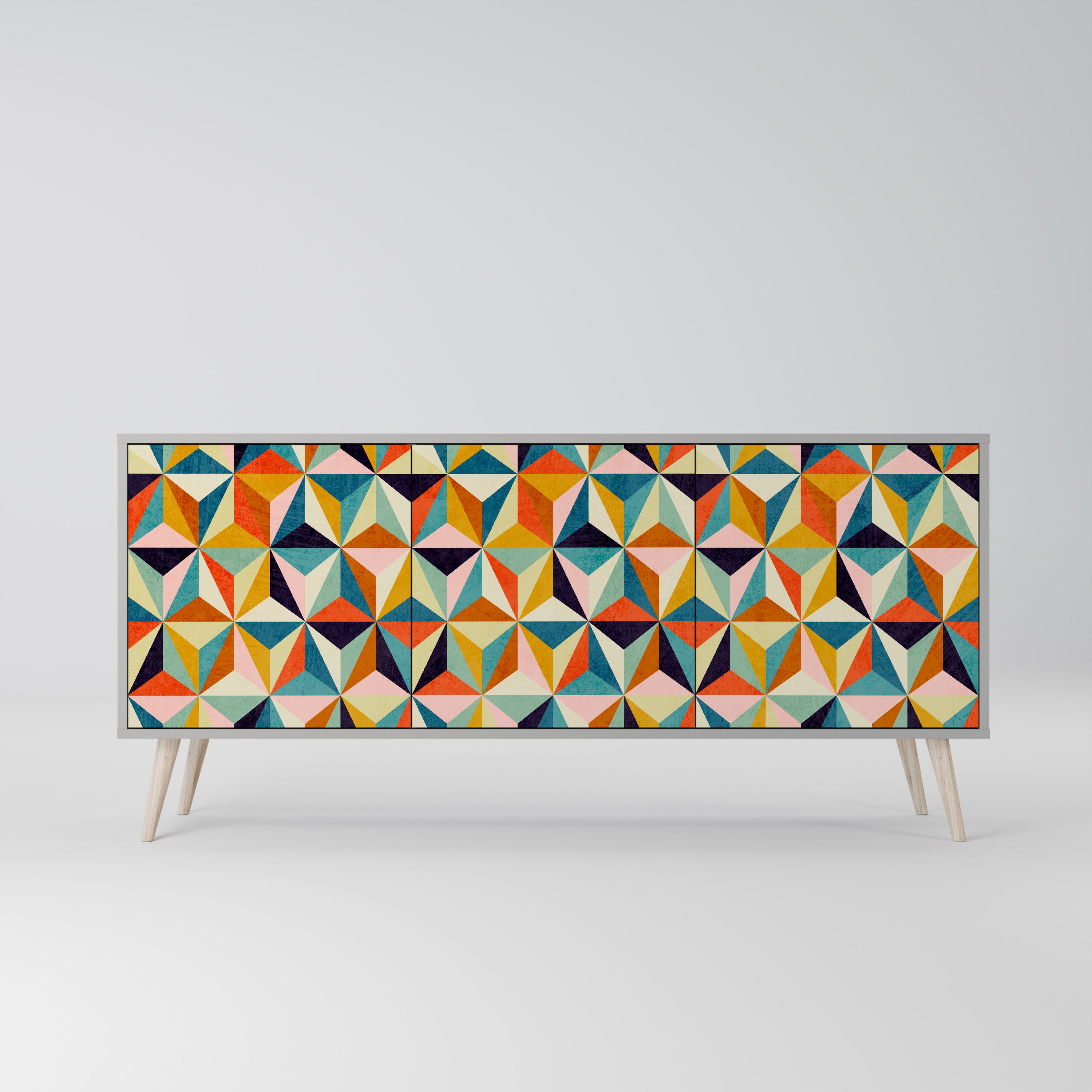 TESSELATE TREASURES Komoda 3-drzwiowa korpus Szary