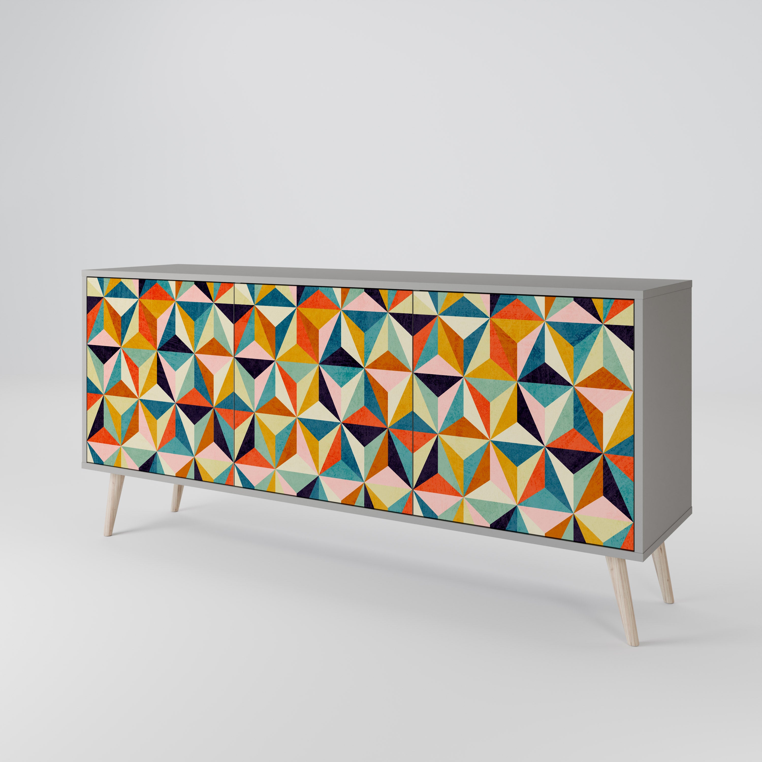 TESSELATE TREASURES Komoda 3-drzwiowa korpus Szary