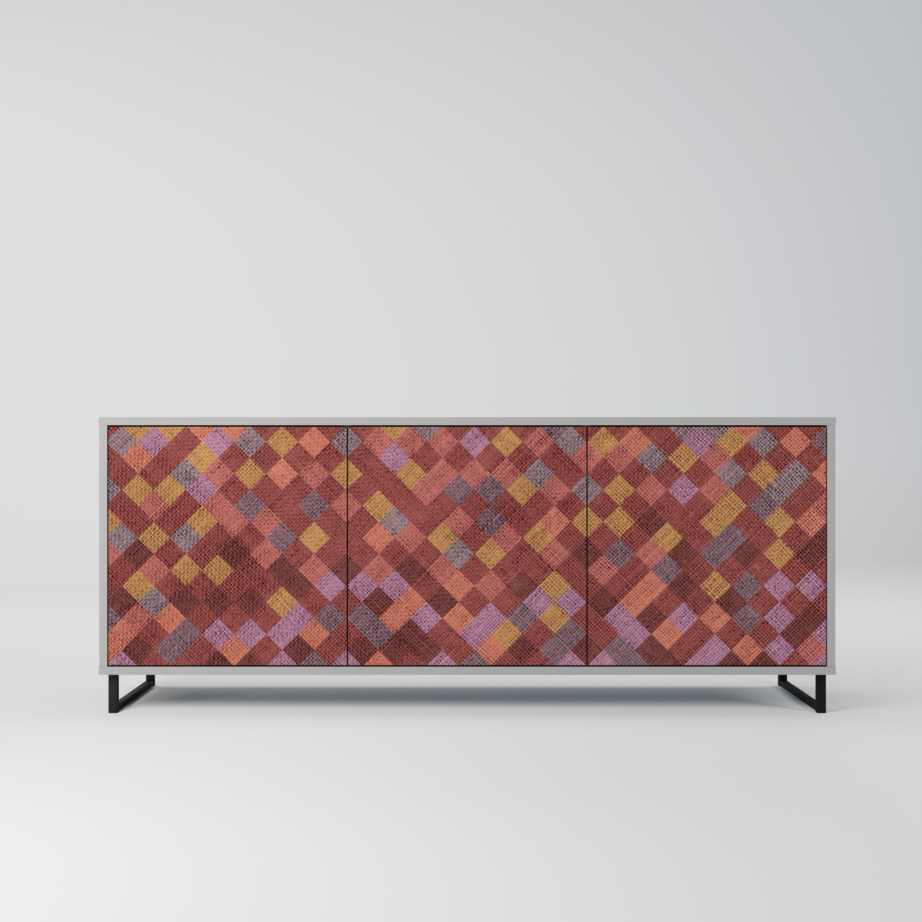 PAINTED SQUARES Komoda 3-drzwiowa korpus Szary
