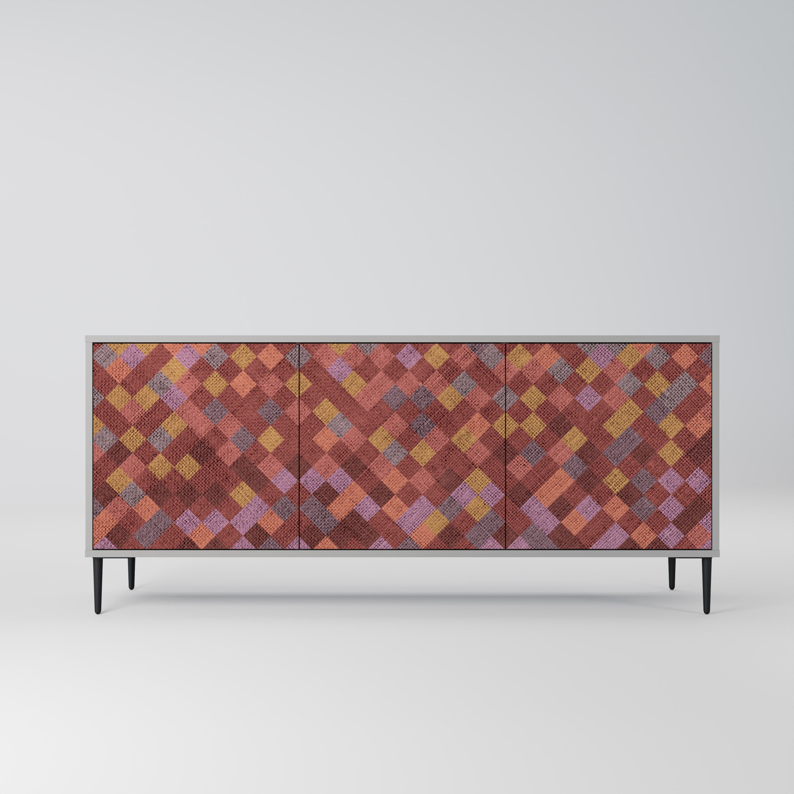 PAINTED SQUARES Komoda 3-drzwiowa korpus Szary