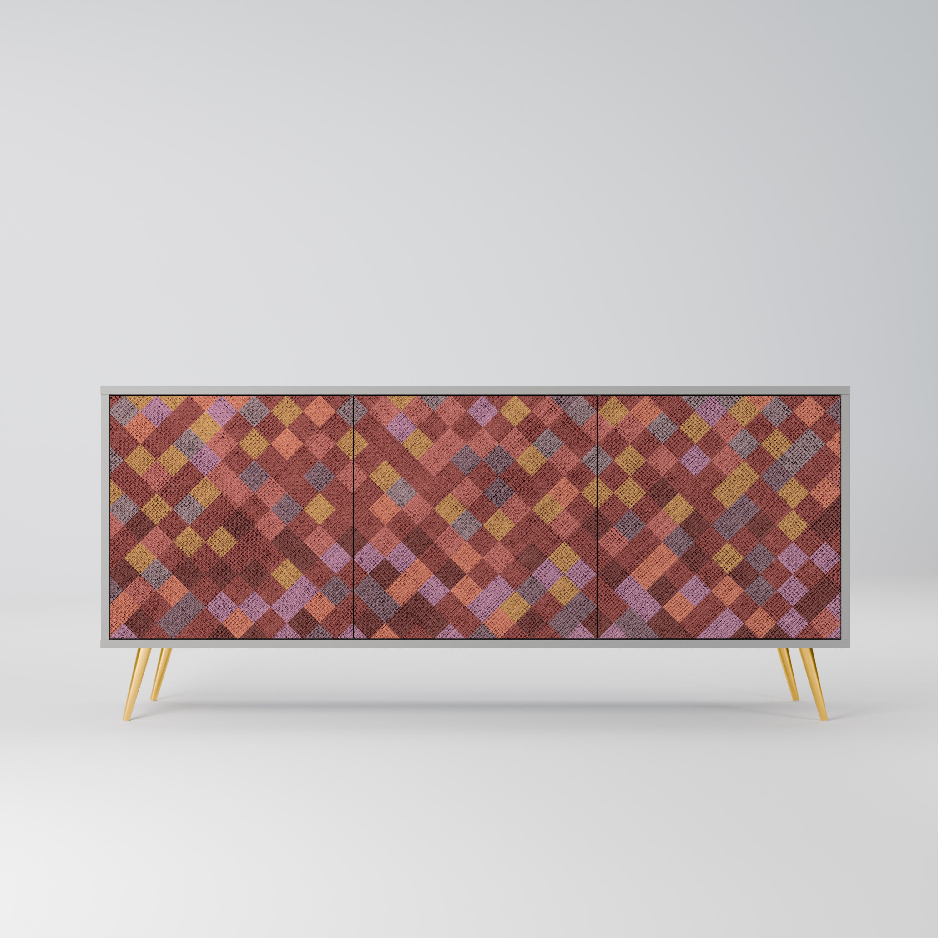 PAINTED SQUARES Komoda 3-drzwiowa korpus Szary