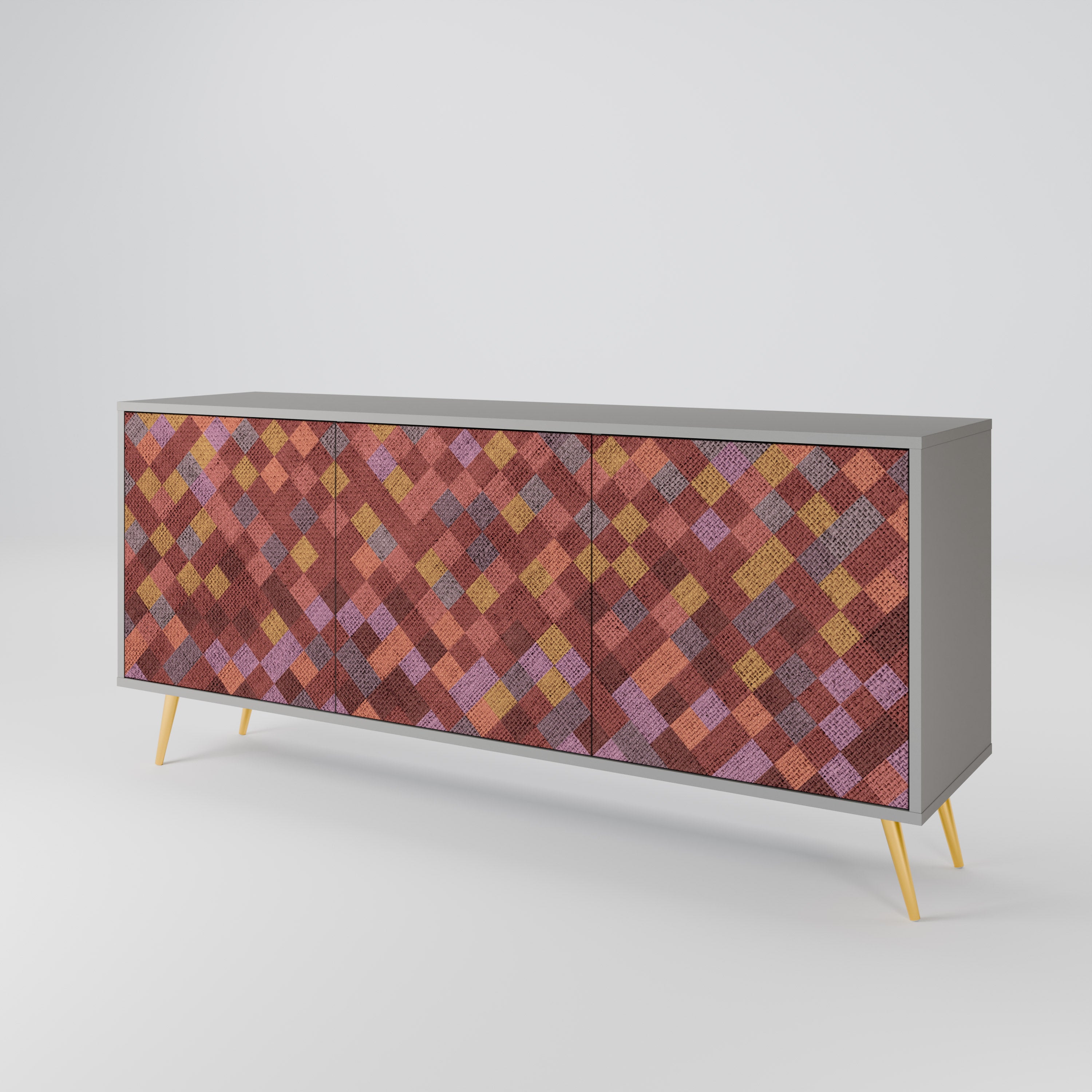 PAINTED SQUARES Komoda 3-drzwiowa korpus Szary