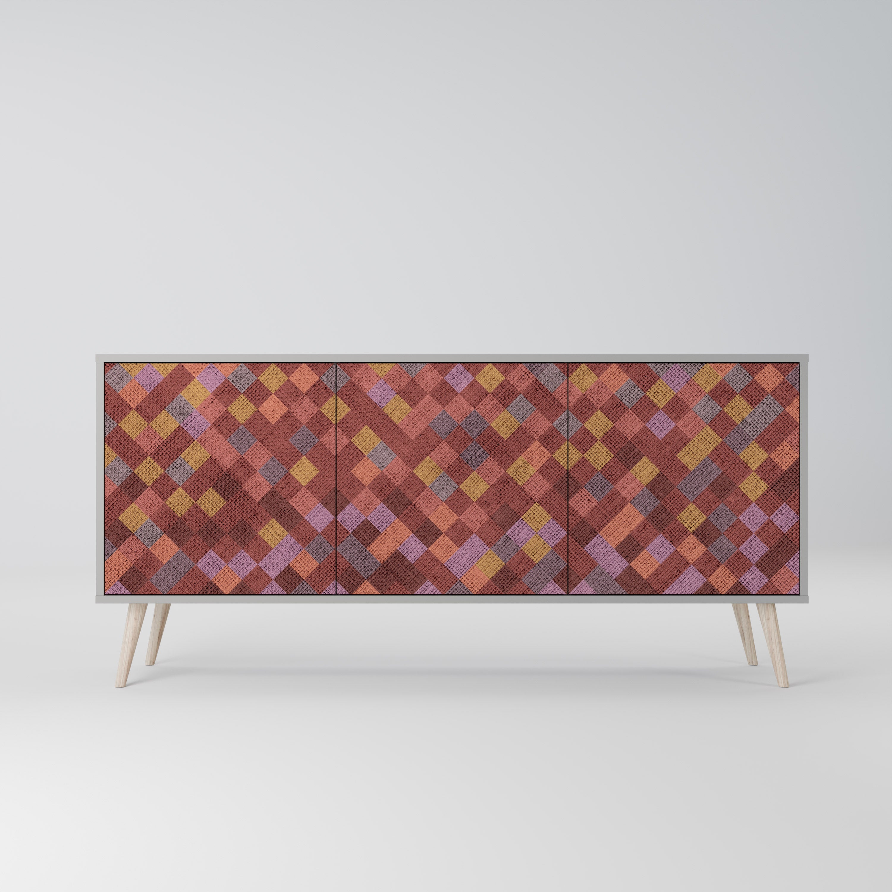 PAINTED SQUARES Komoda 3-drzwiowa korpus Szary