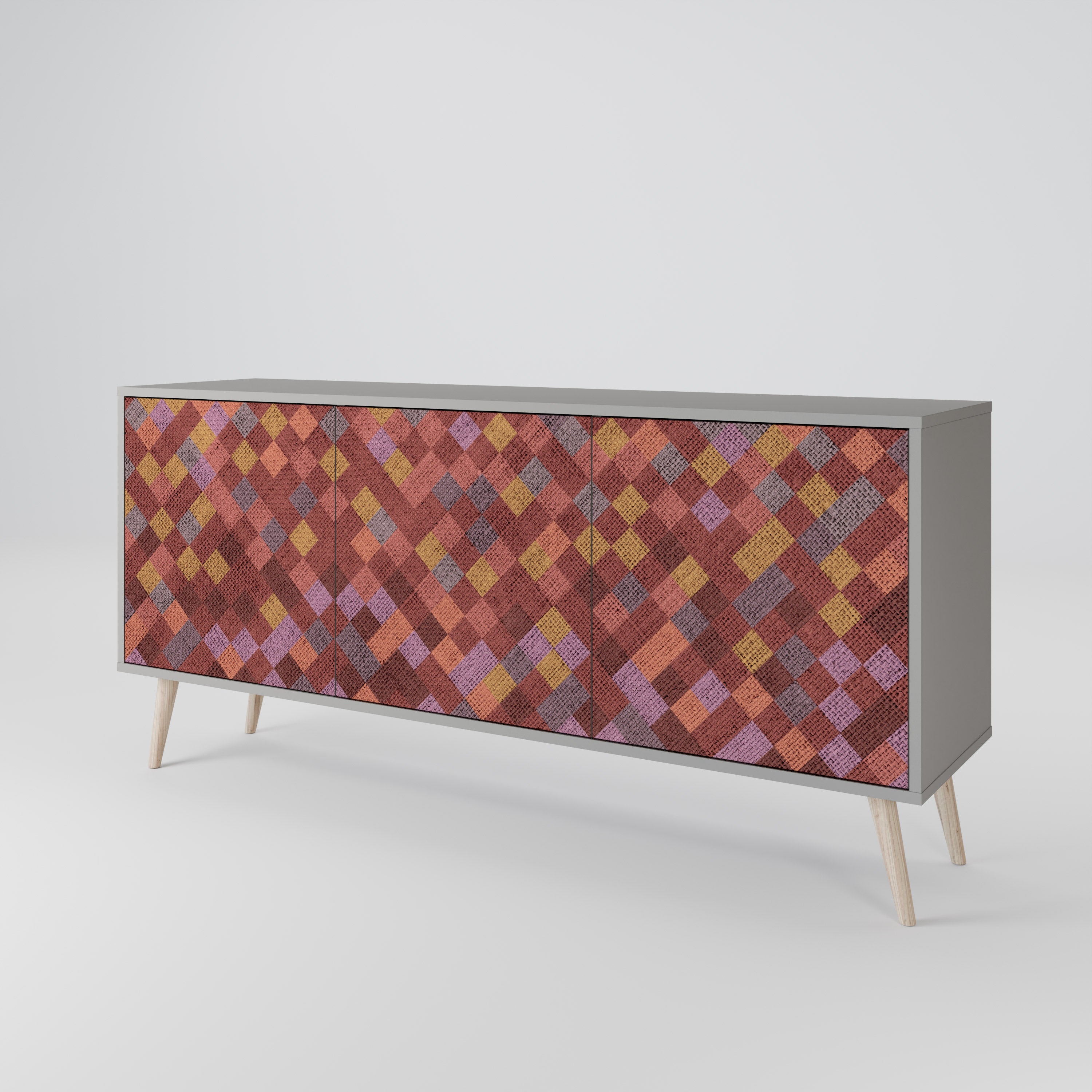 PAINTED SQUARES Komoda 3-drzwiowa korpus Szary