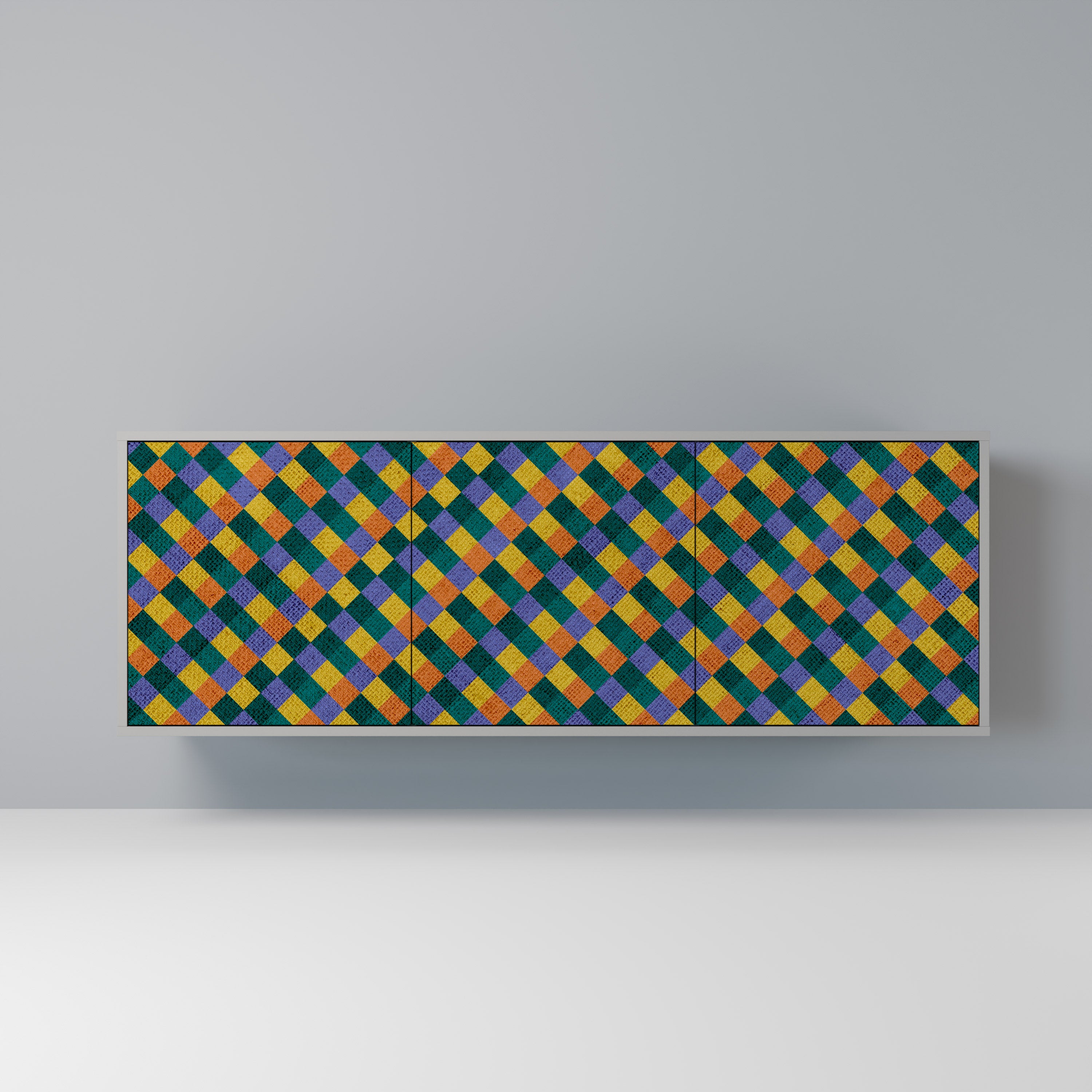 PAINTED SQUARES MIX Komoda 3-drzwiowa korpus Szary