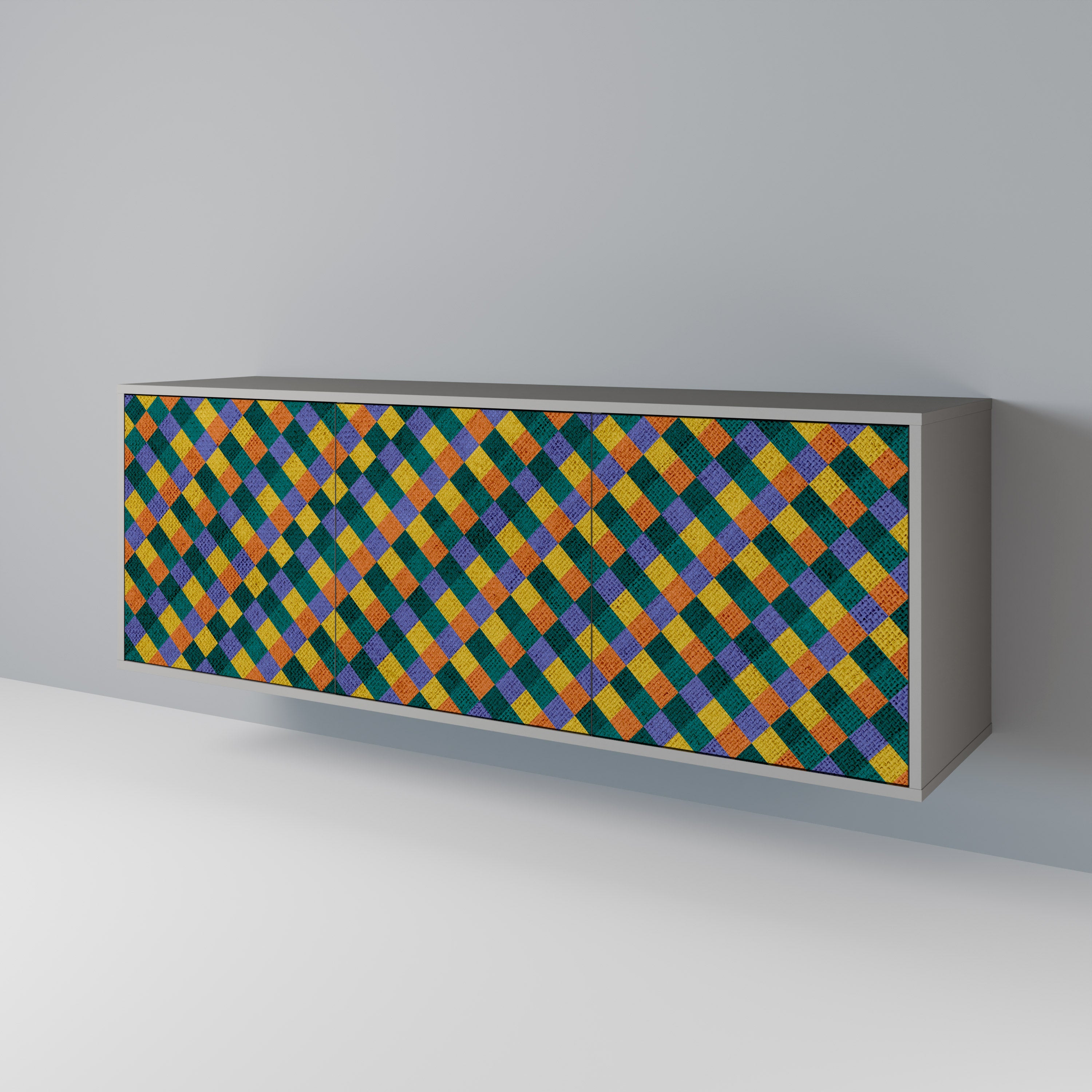 PAINTED SQUARES MIX Komoda 3-drzwiowa korpus Szary