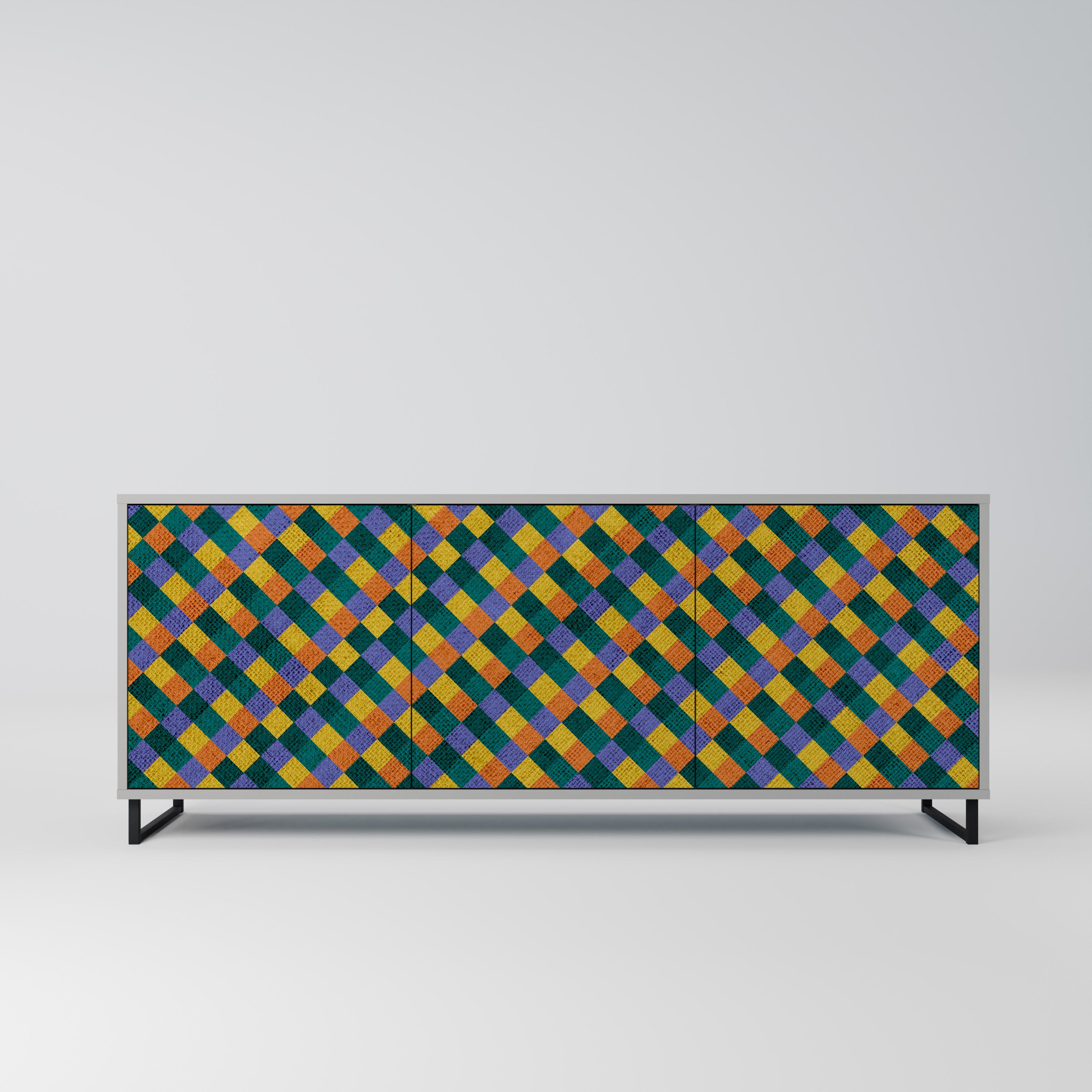 PAINTED SQUARES MIX Komoda 3-drzwiowa korpus Szary