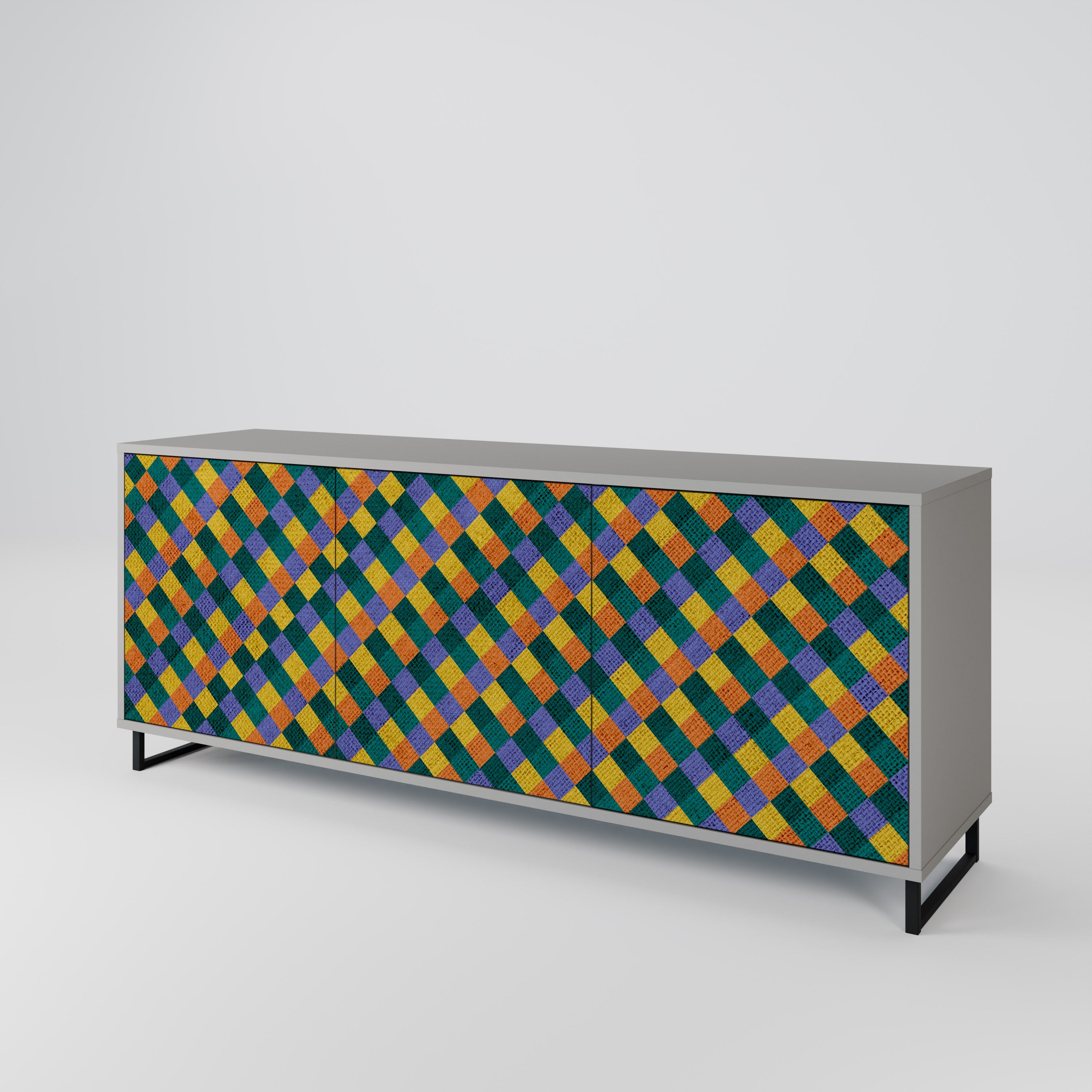 PAINTED SQUARES MIX Komoda 3-drzwiowa korpus Szary