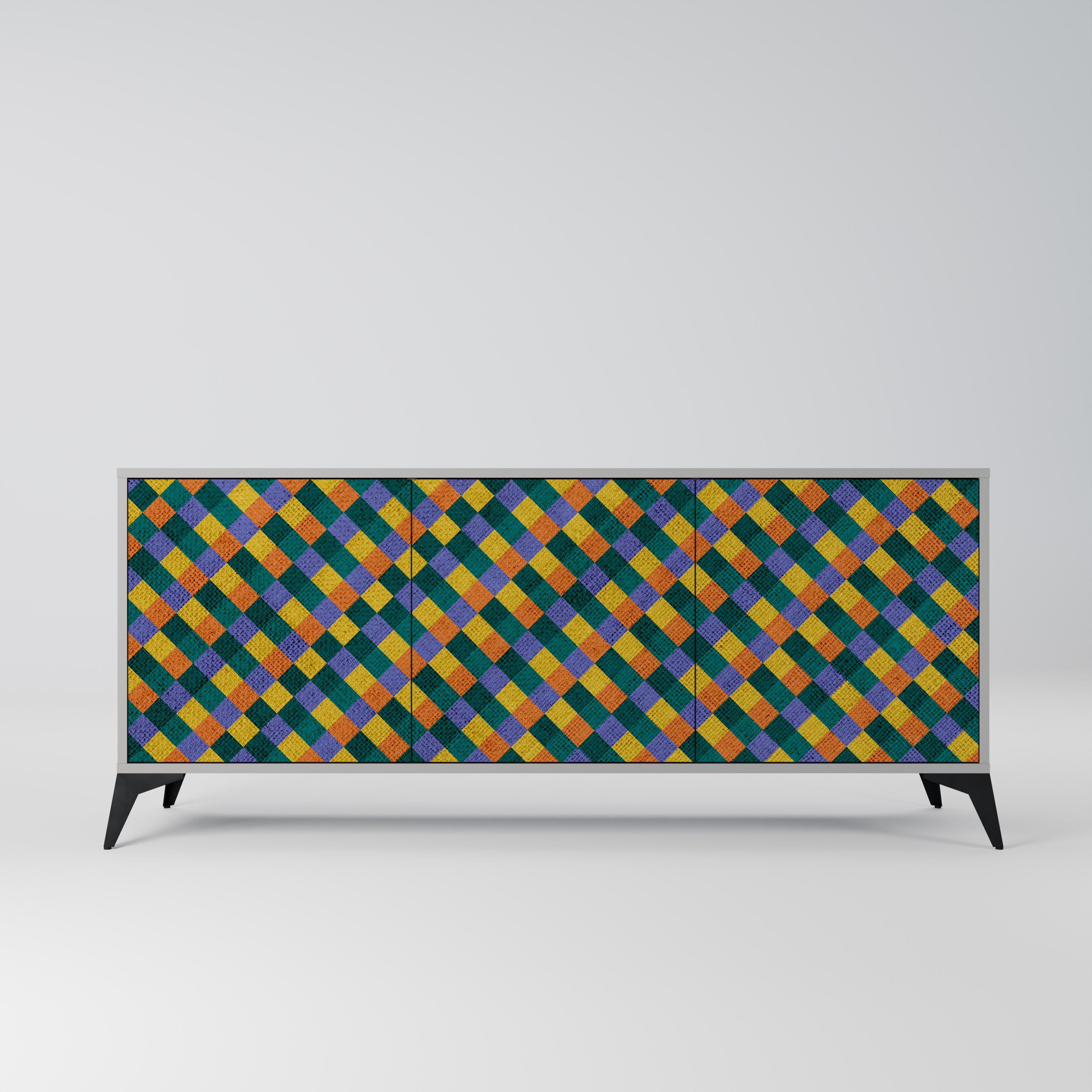 PAINTED SQUARES MIX Komoda 3-drzwiowa korpus Szary
