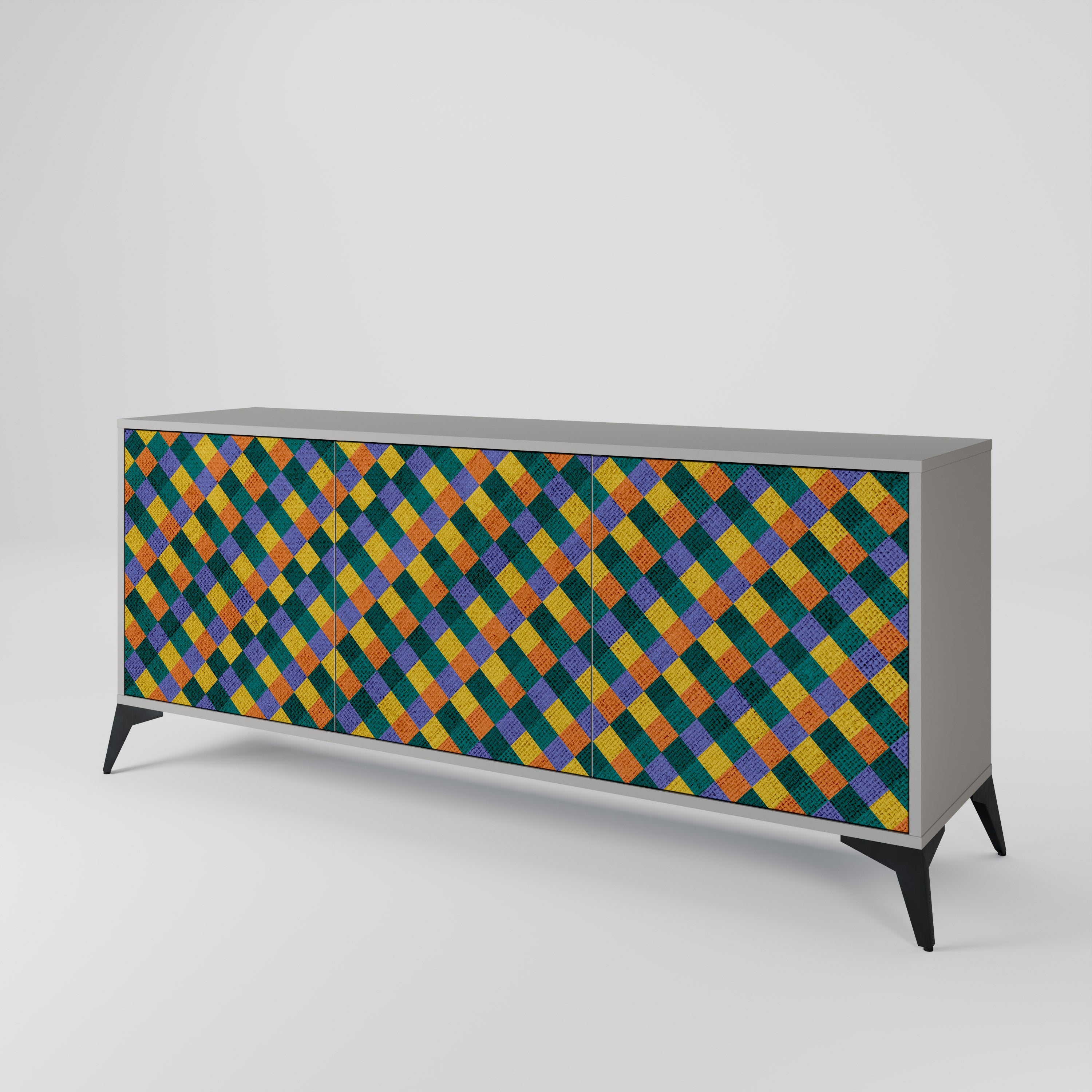 PAINTED SQUARES MIX Komoda 3-drzwiowa korpus Szary