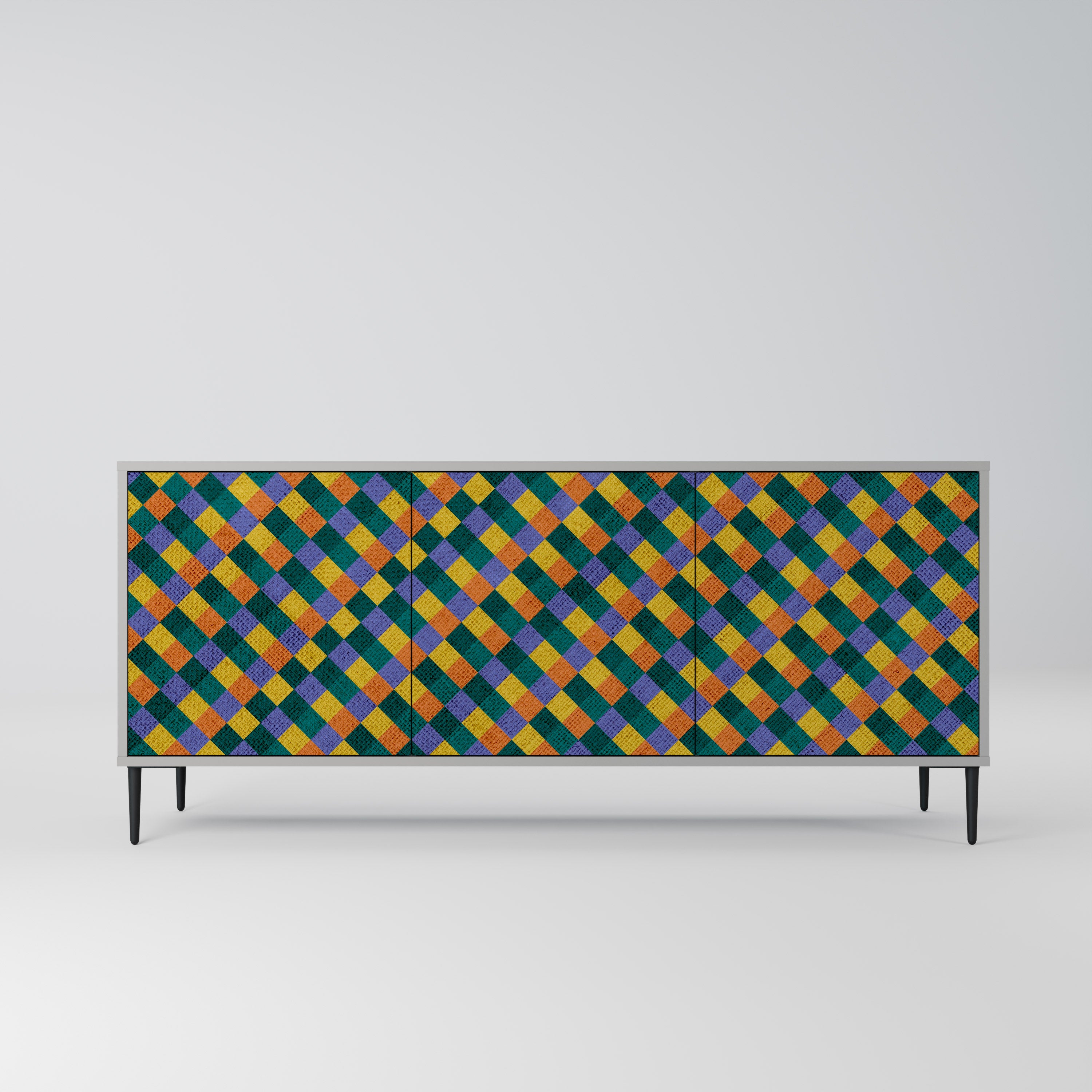PAINTED SQUARES MIX Komoda 3-drzwiowa korpus Szary