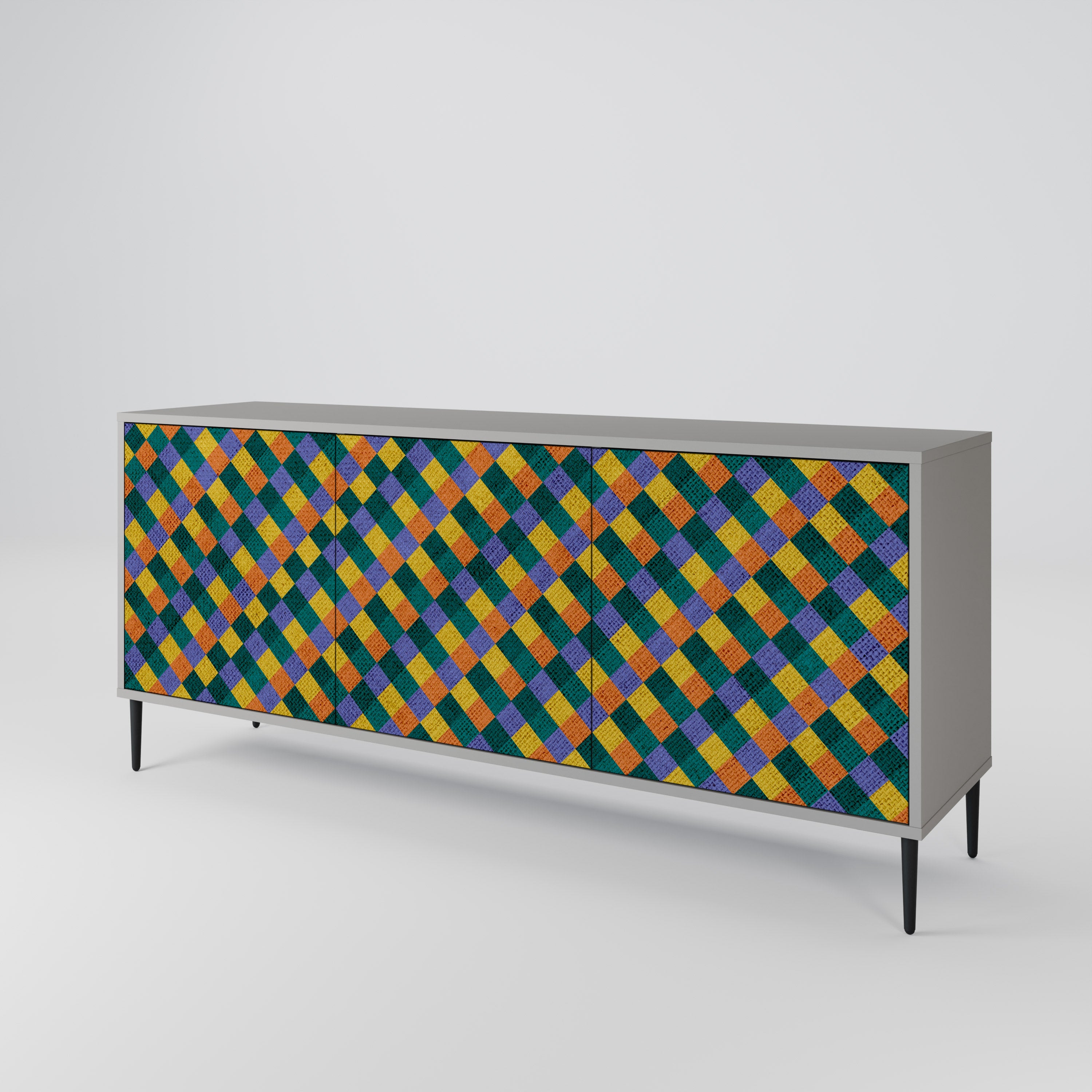 PAINTED SQUARES MIX Komoda 3-drzwiowa korpus Szary
