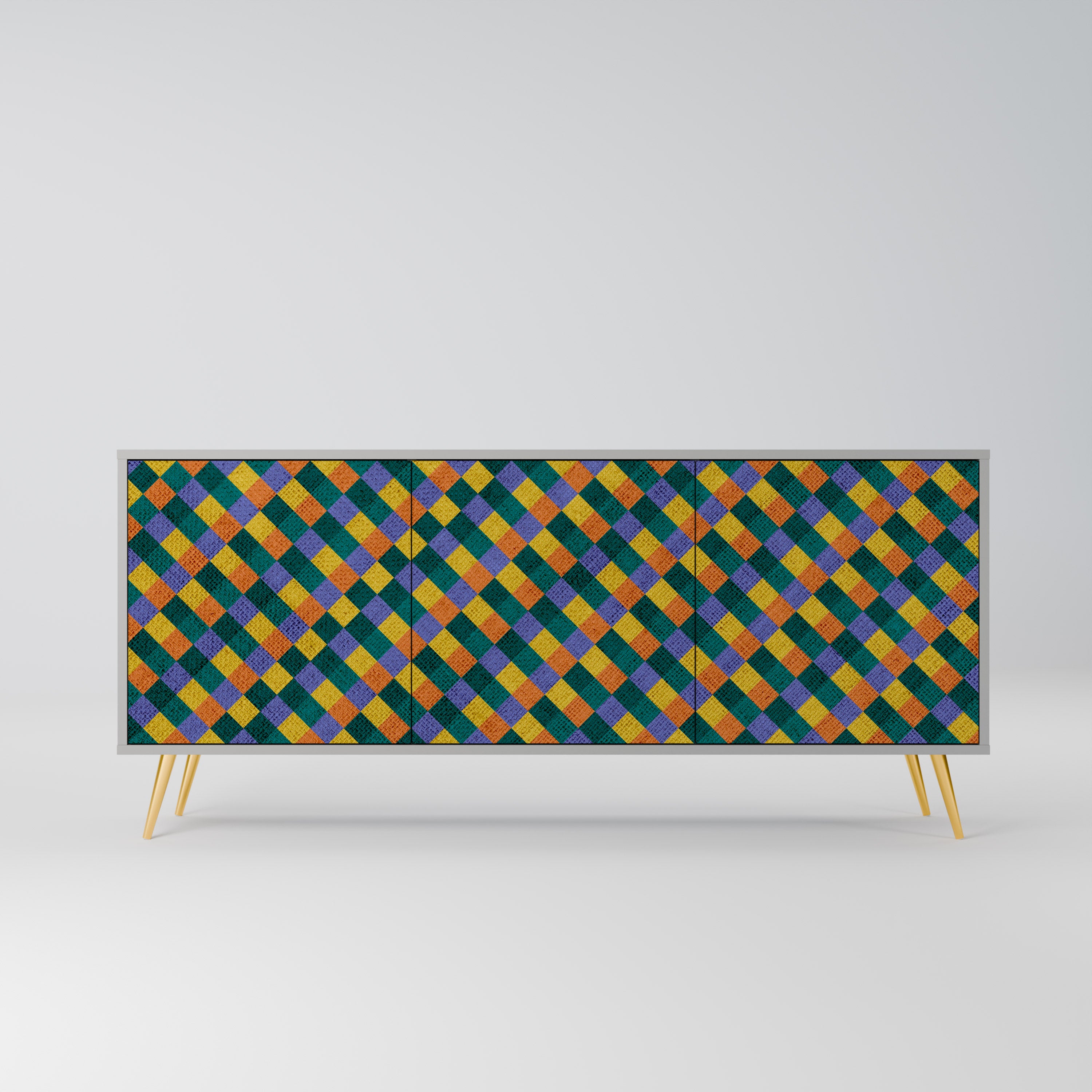 PAINTED SQUARES MIX Komoda 3-drzwiowa korpus Szary
