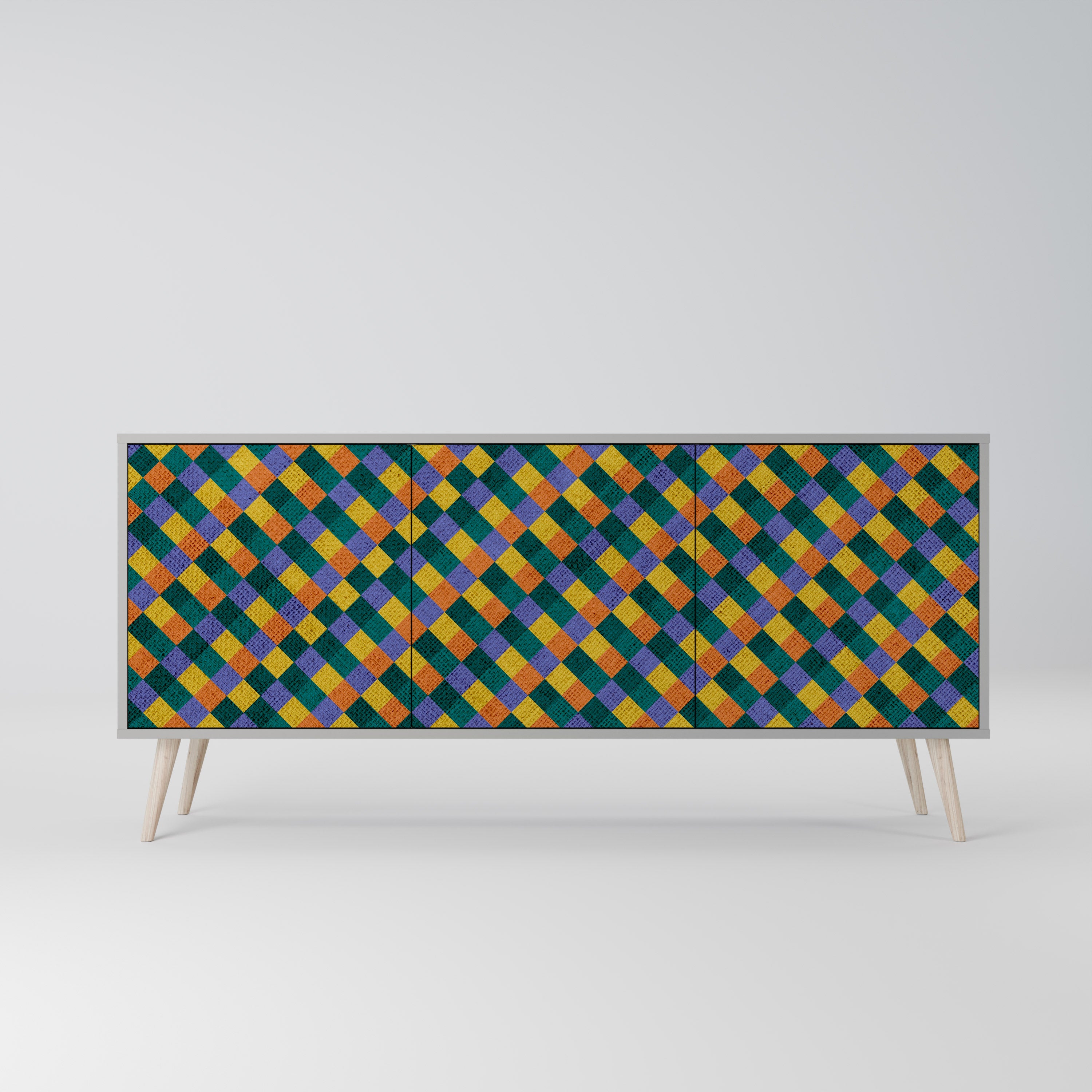 PAINTED SQUARES MIX Komoda 3-drzwiowa korpus Szary