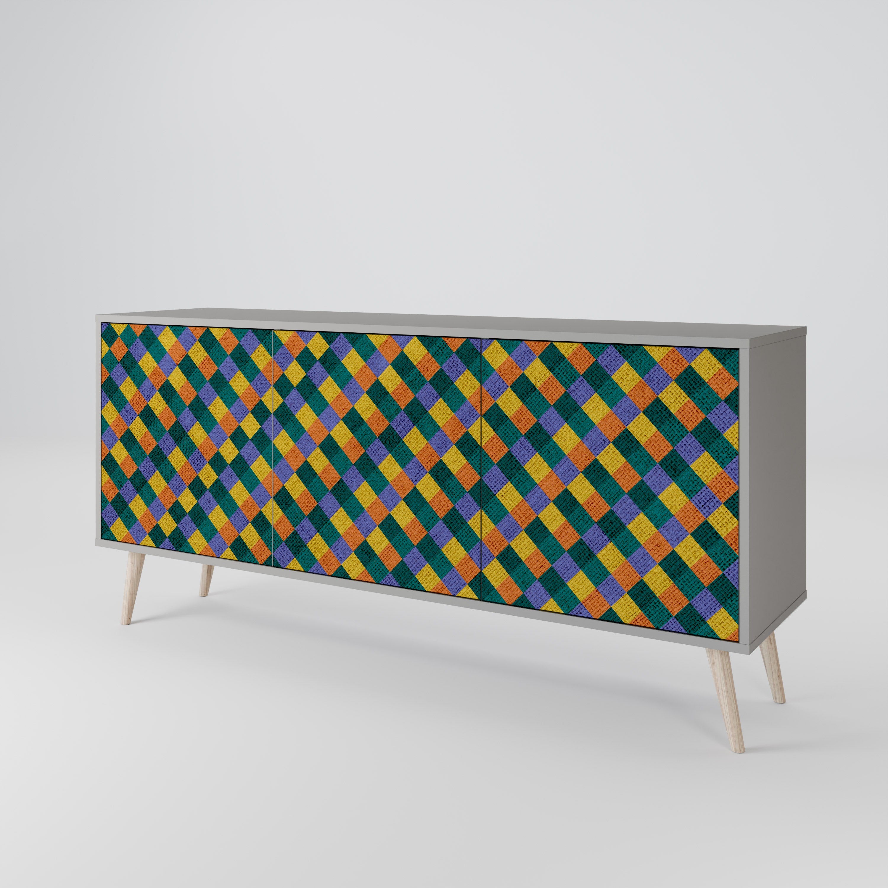 PAINTED SQUARES MIX Komoda 3-drzwiowa korpus Szary