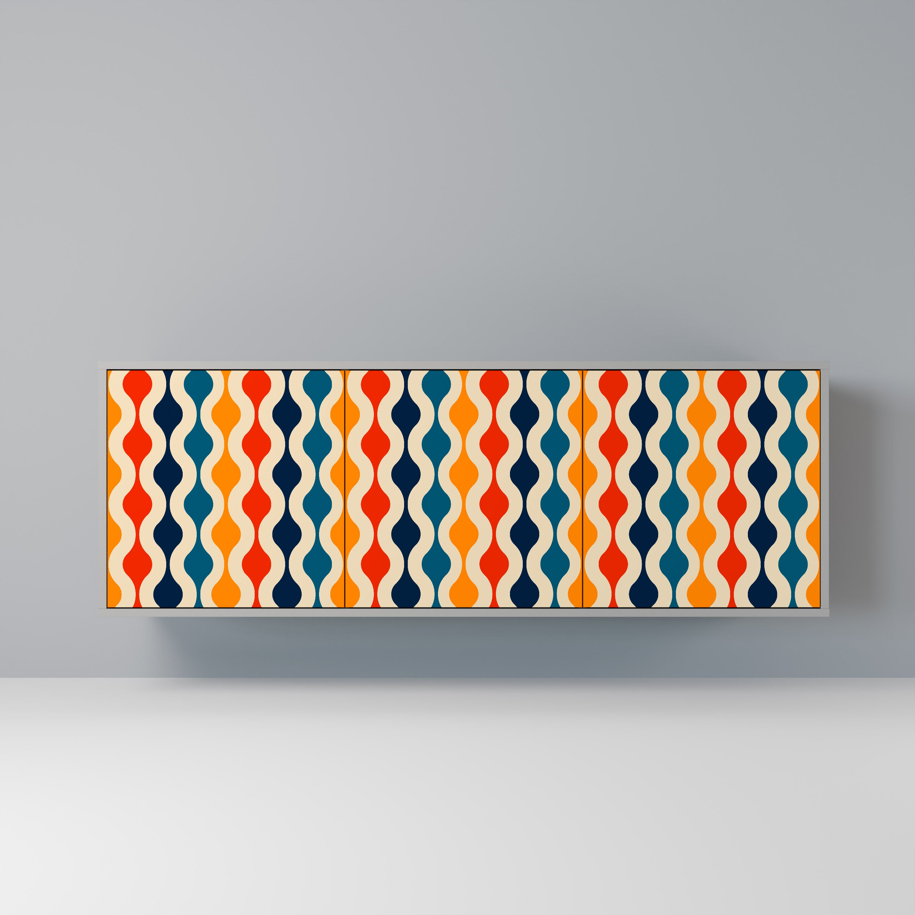 COLORFUL NOSTALGIA Komoda 3-drzwiowa korpus Szary
