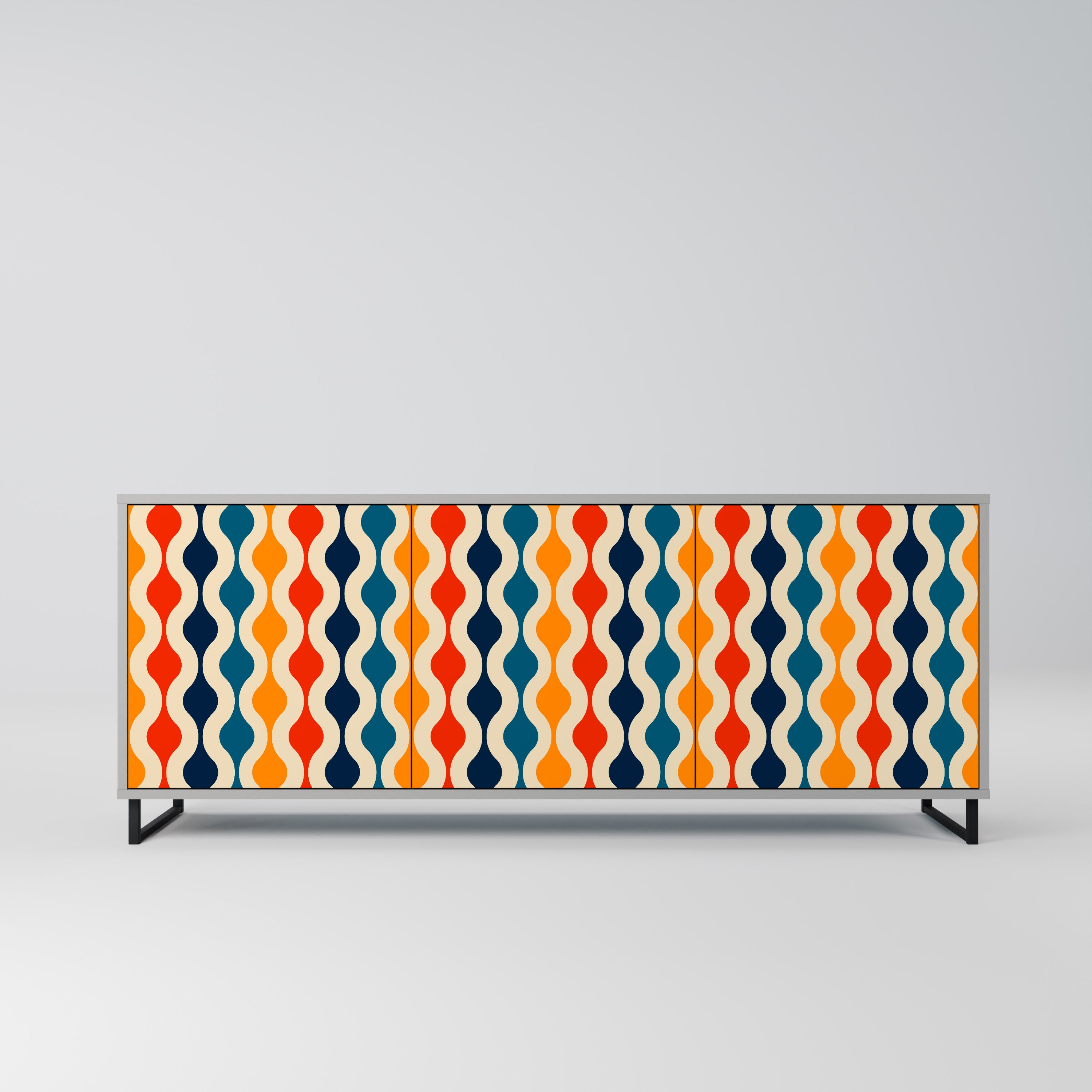 COLORFUL NOSTALGIA Komoda 3-drzwiowa korpus Szary