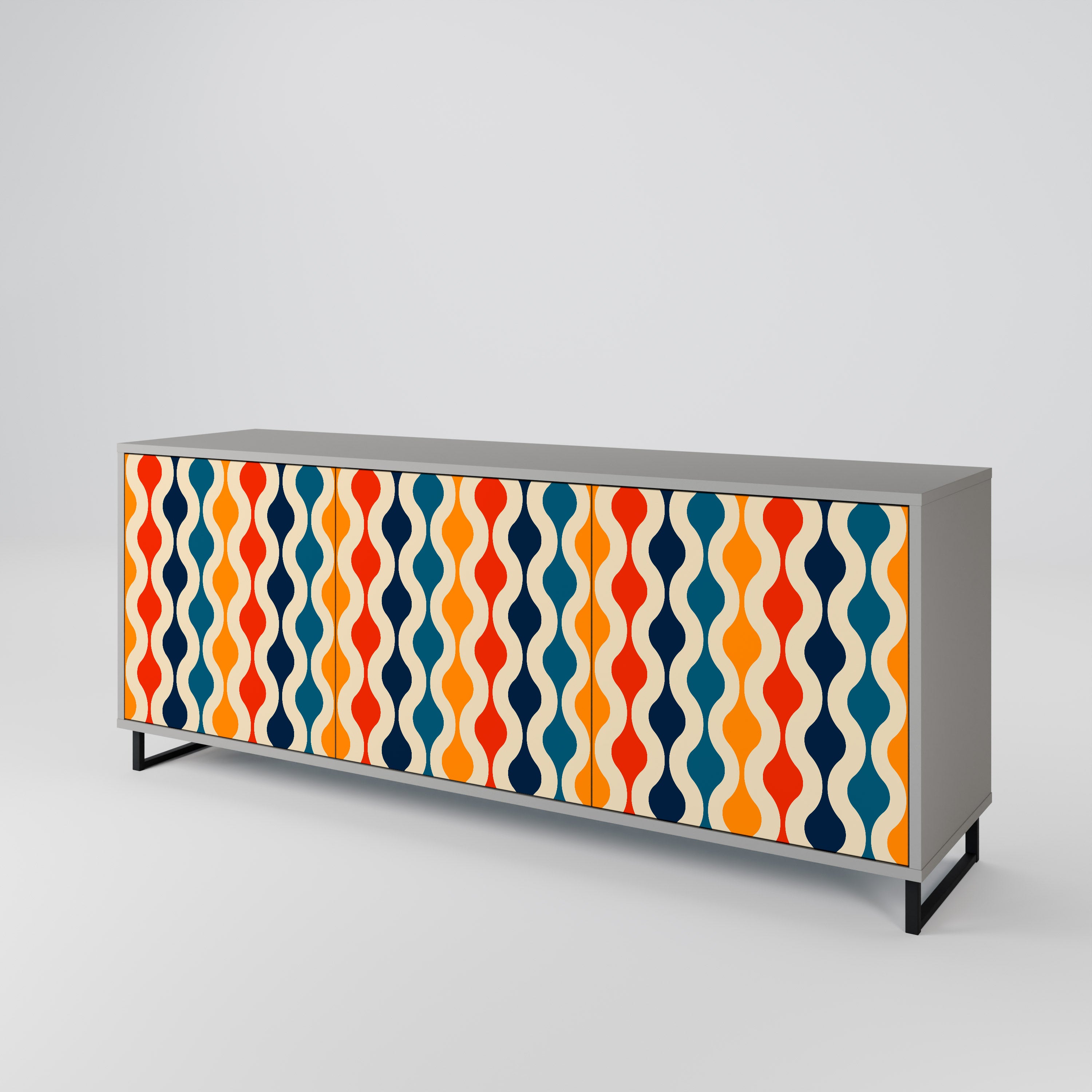 COLORFUL NOSTALGIA Komoda 3-drzwiowa korpus Szary