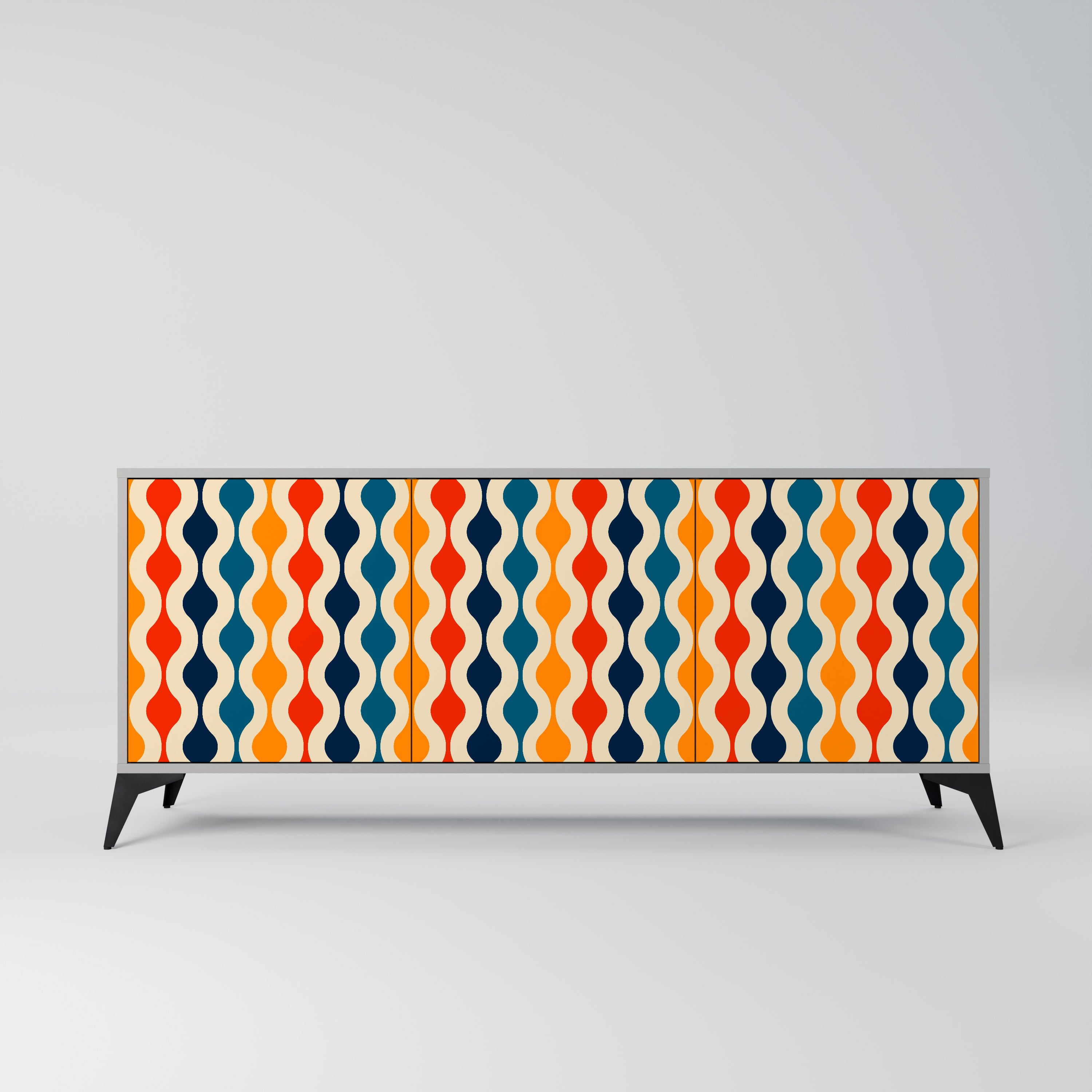 COLORFUL NOSTALGIA Komoda 3-drzwiowa korpus Szary