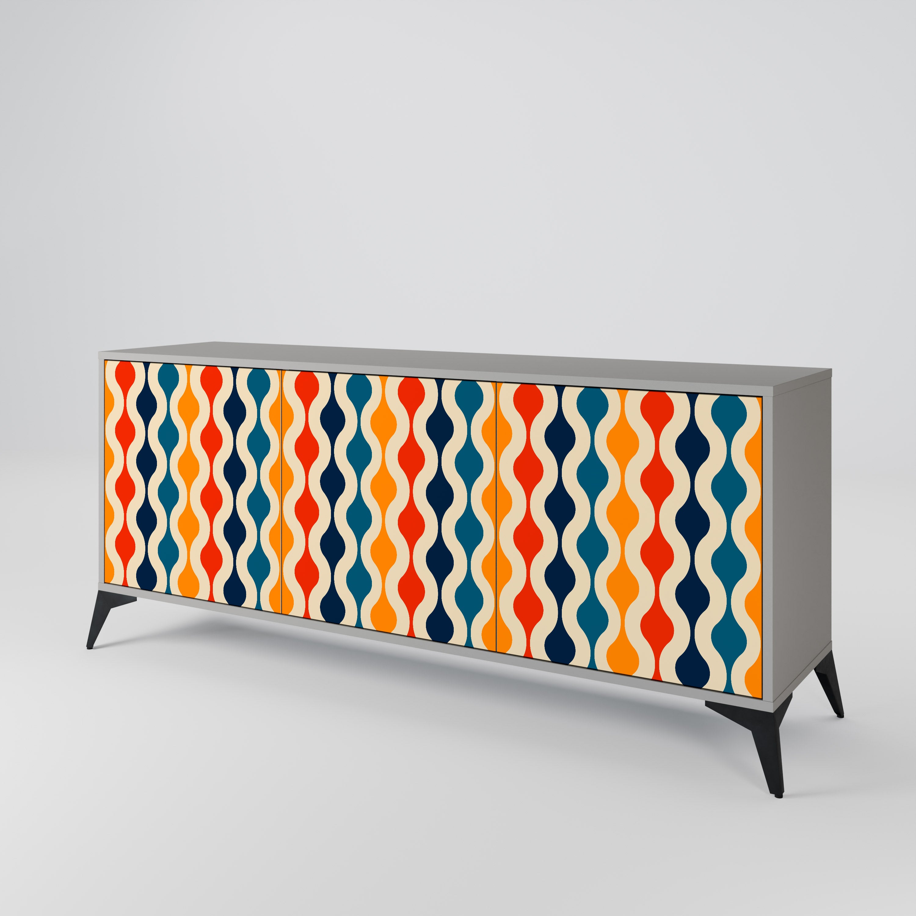 COLORFUL NOSTALGIA Komoda 3-drzwiowa korpus Szary