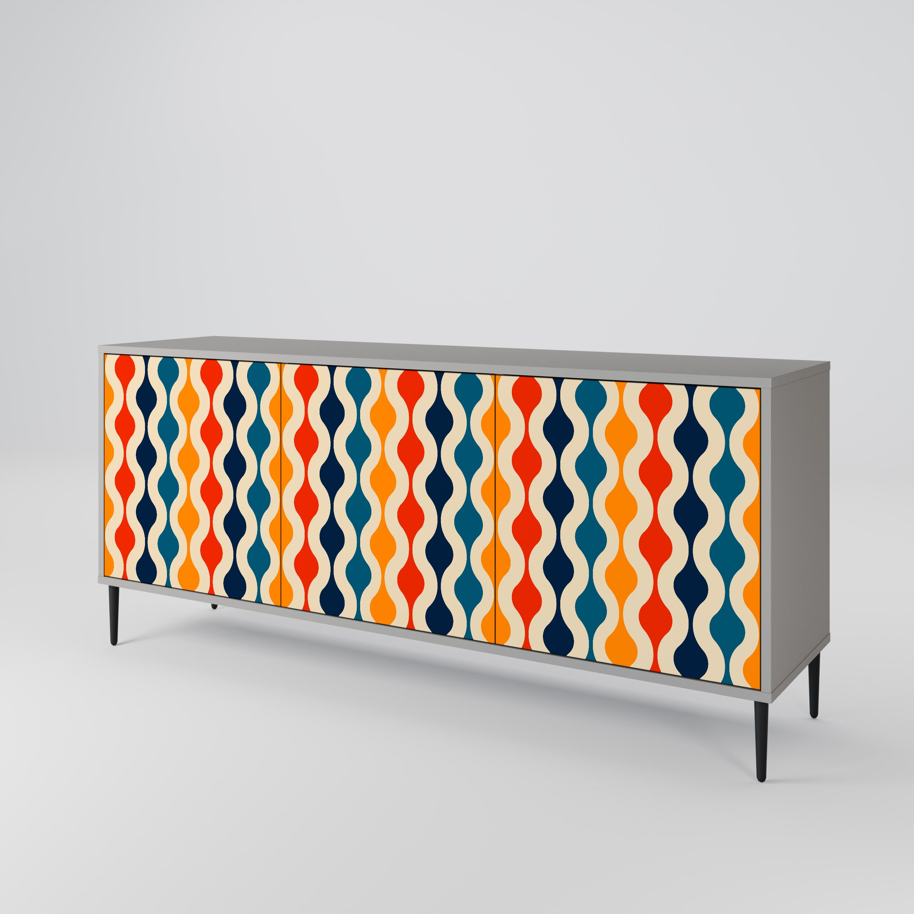 COLORFUL NOSTALGIA Komoda 3-drzwiowa korpus Szary