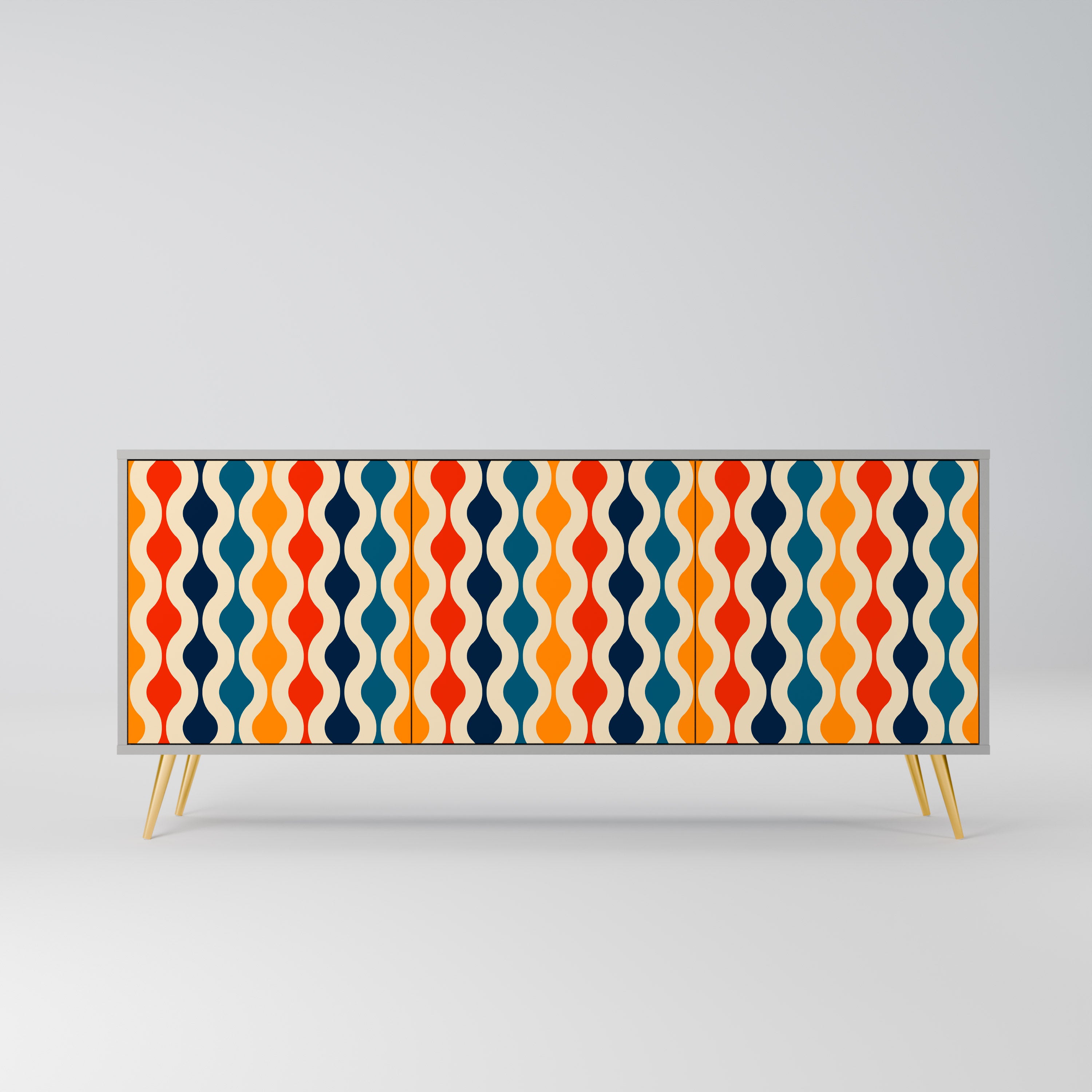 COLORFUL NOSTALGIA Komoda 3-drzwiowa korpus Szary