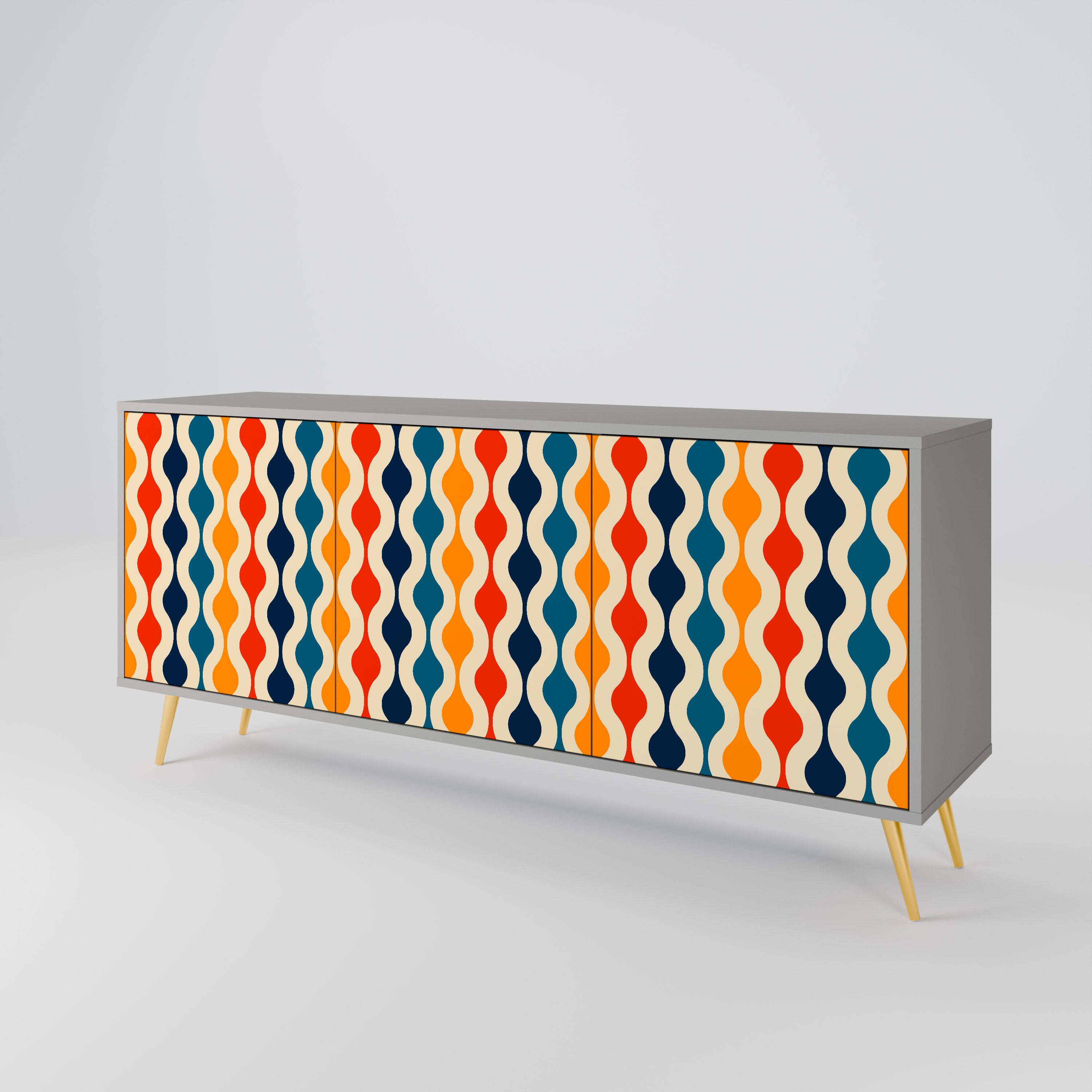 COLORFUL NOSTALGIA Komoda 3-drzwiowa korpus Szary