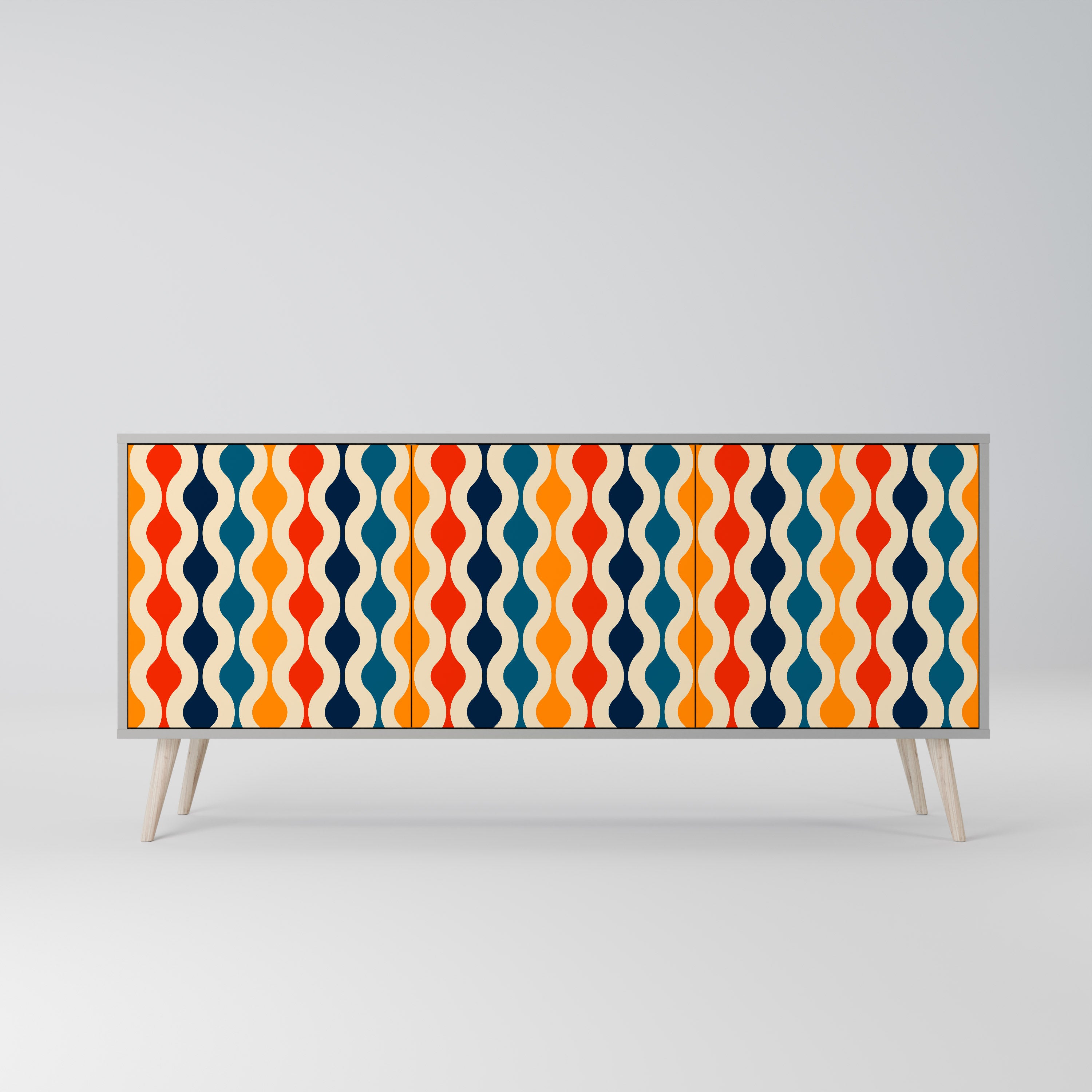 COLORFUL NOSTALGIA Komoda 3-drzwiowa korpus Szary