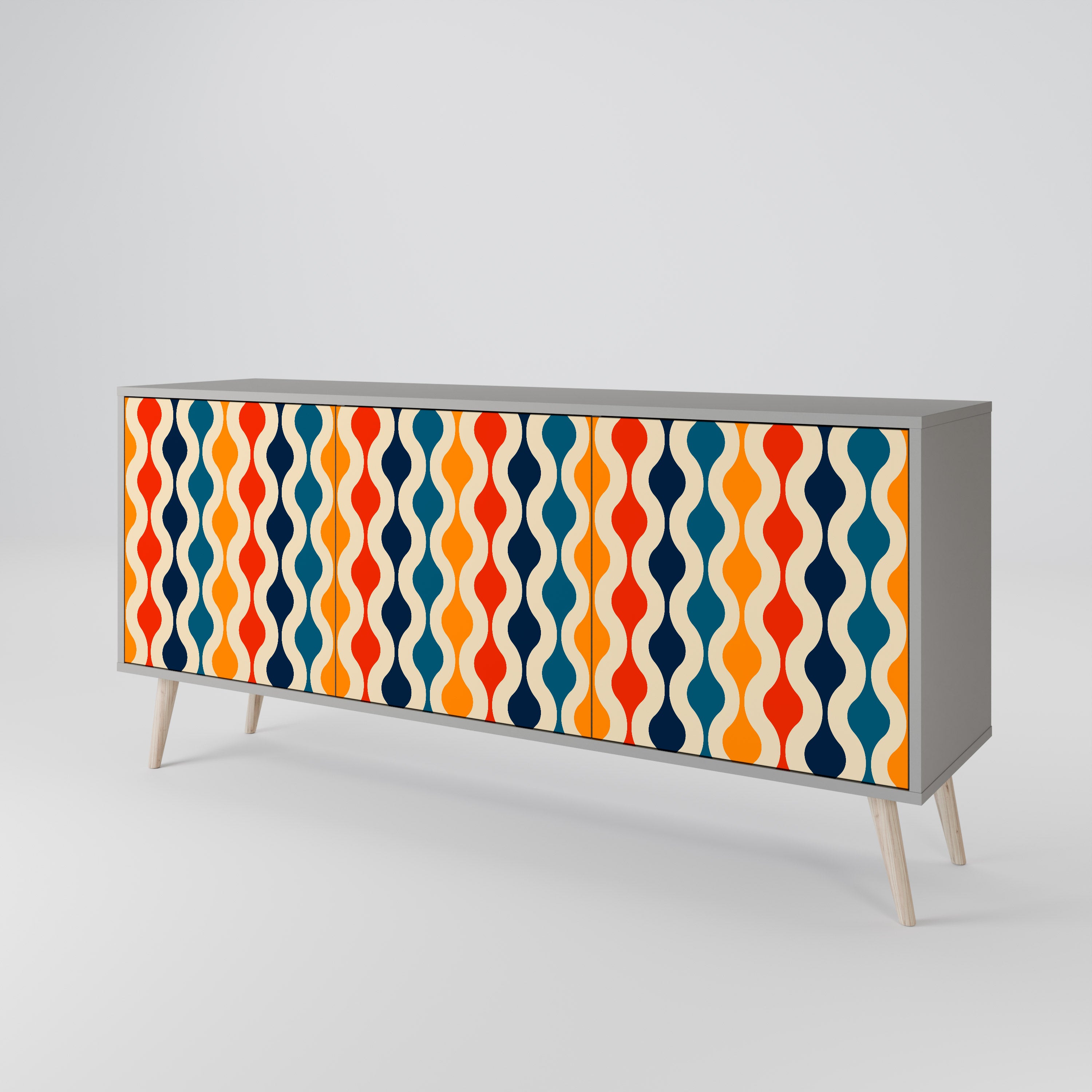 COLORFUL NOSTALGIA Komoda 3-drzwiowa korpus Szary