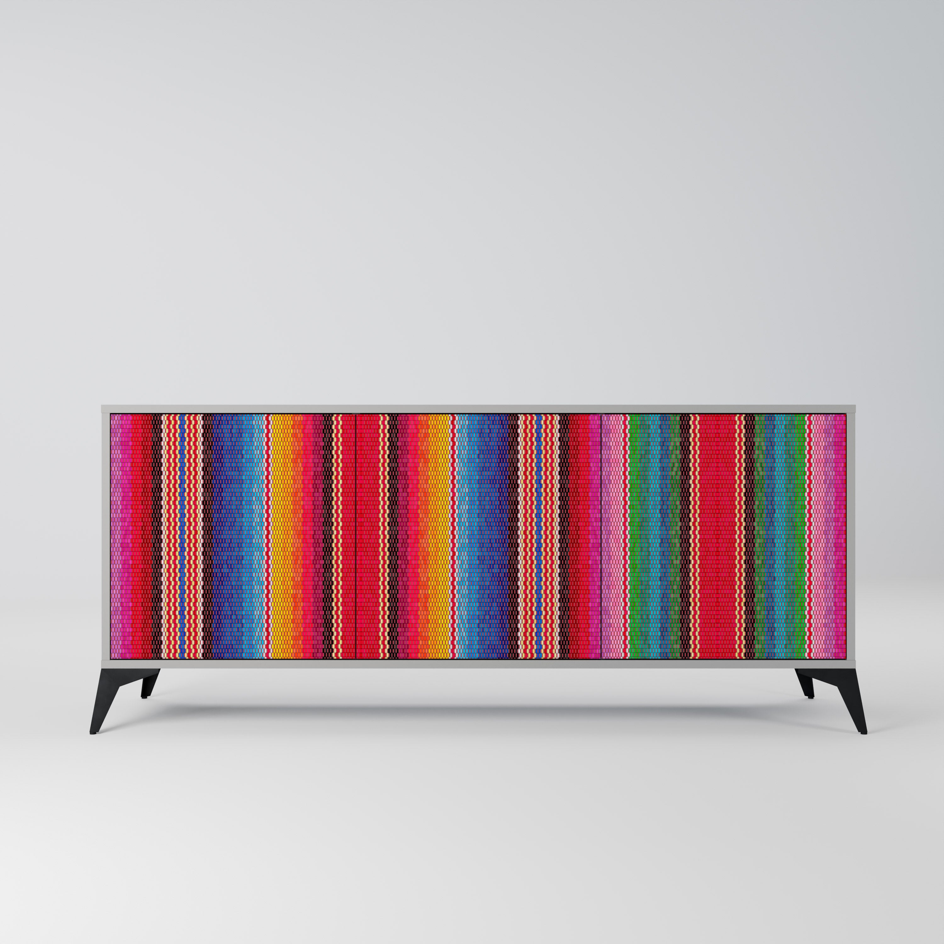 ETHNIC MEXICAN Komoda 3-drzwiowa korpus Szary