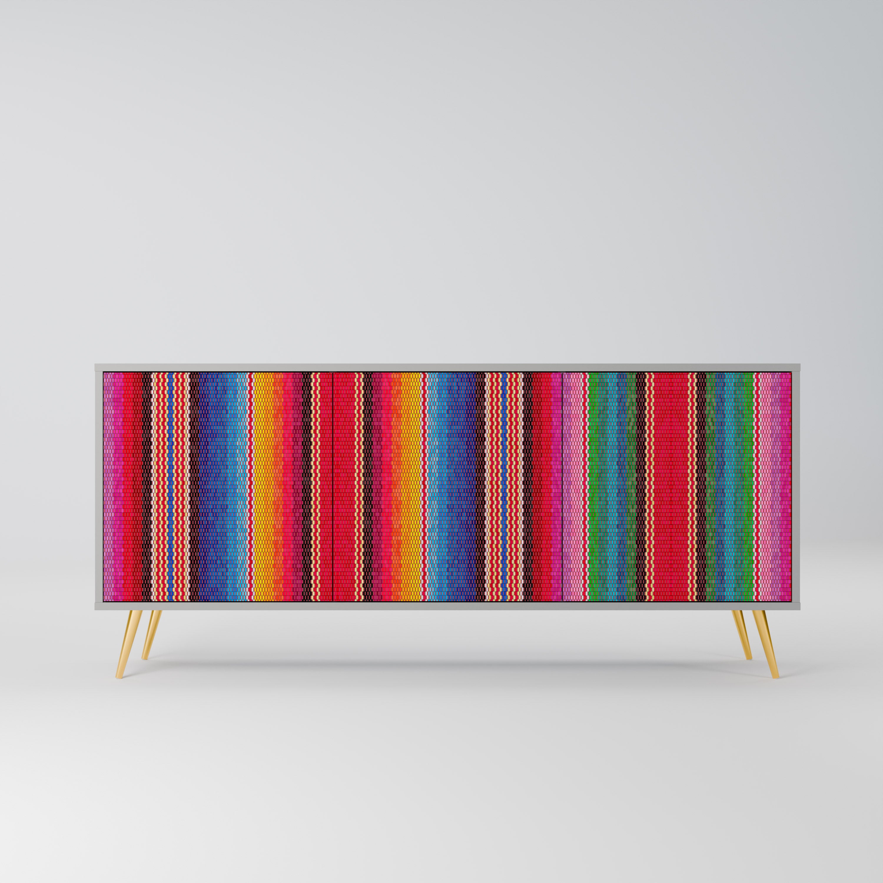 ETHNIC MEXICAN Komoda 3-drzwiowa korpus Szary