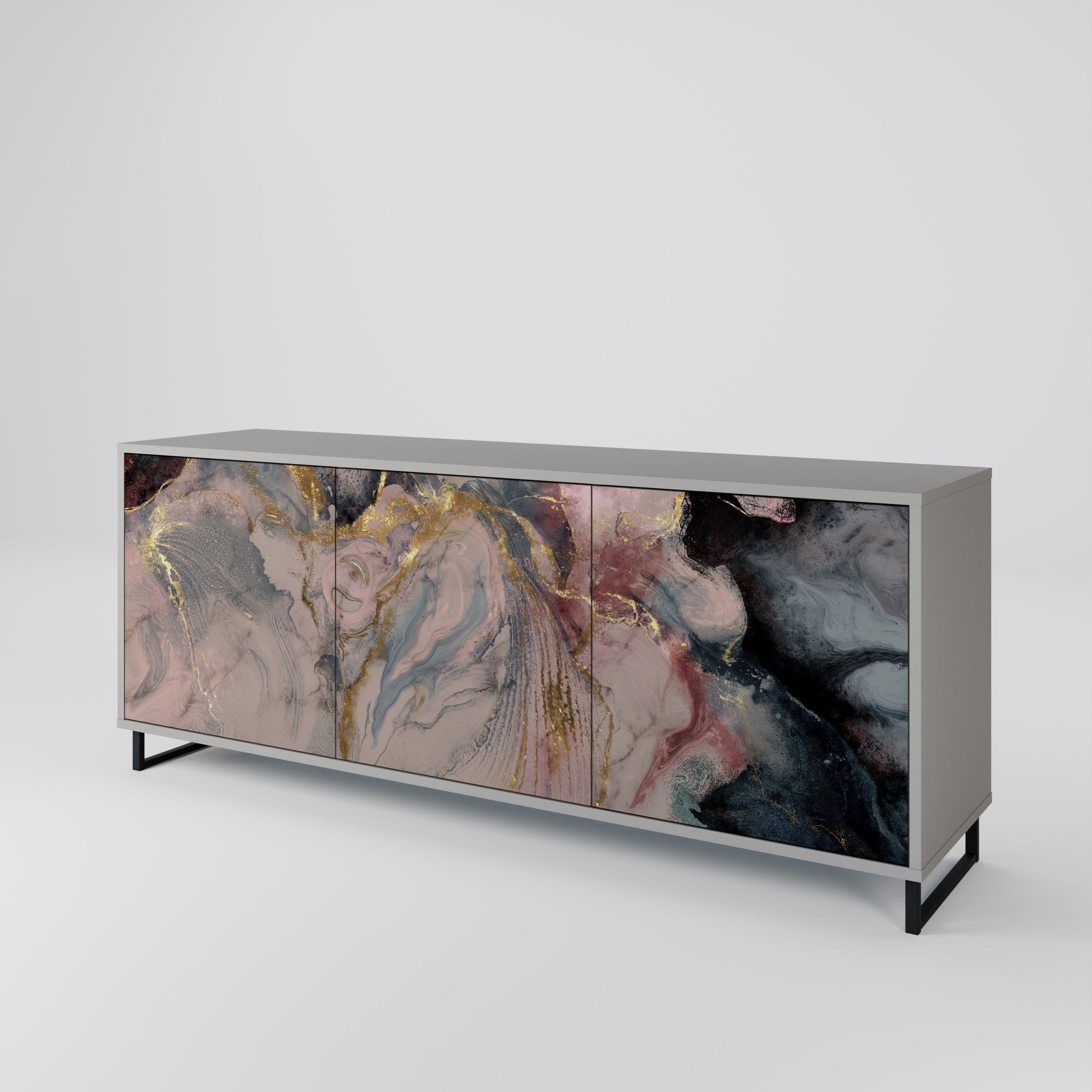 GILDED SWIRLS Komoda 3-drzwiowa korpus Szary